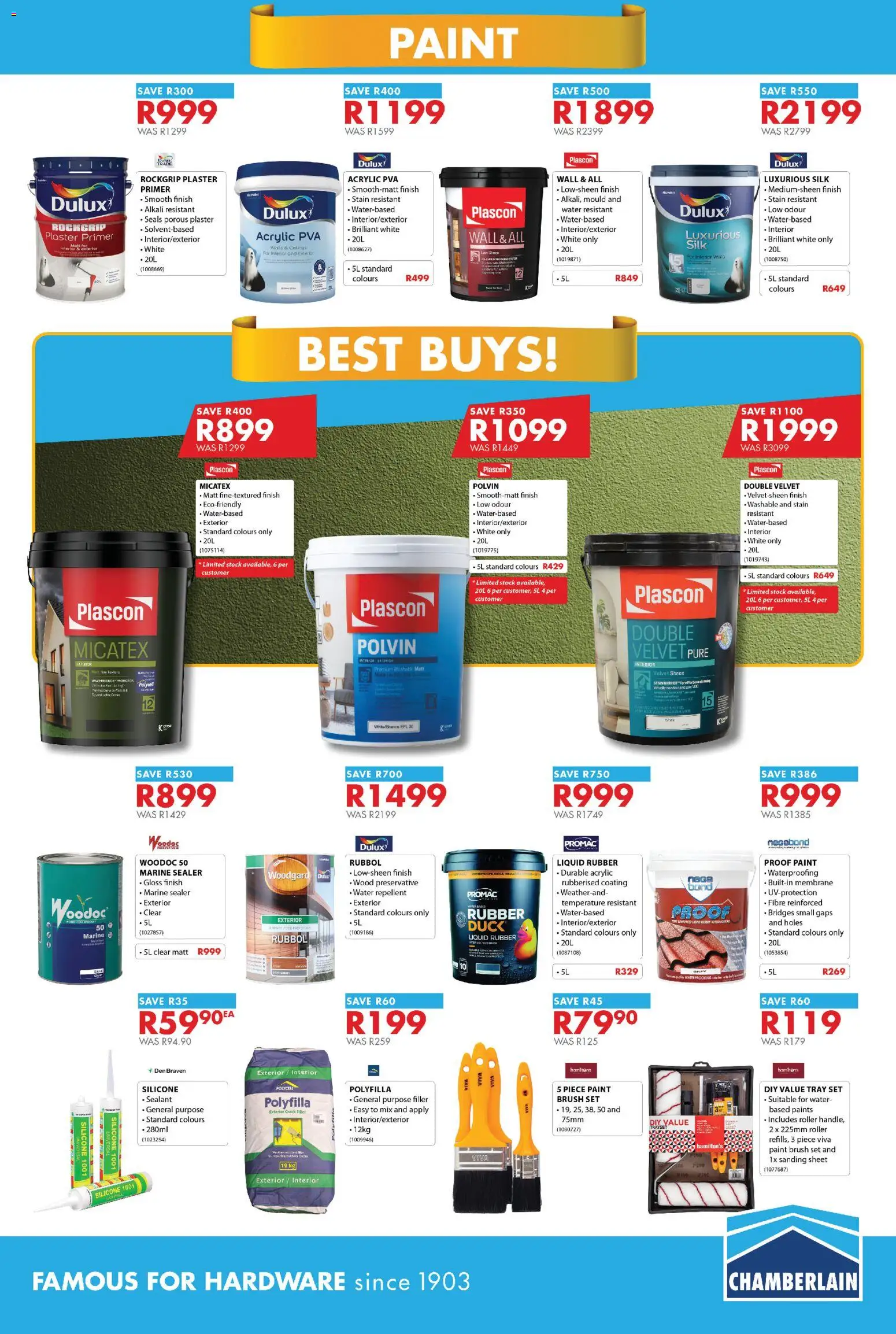New Chamberlain catalogue – valid from 01/09/2026 | Page: 3 | Products: Ham, Plaster, Preservative, Silicone