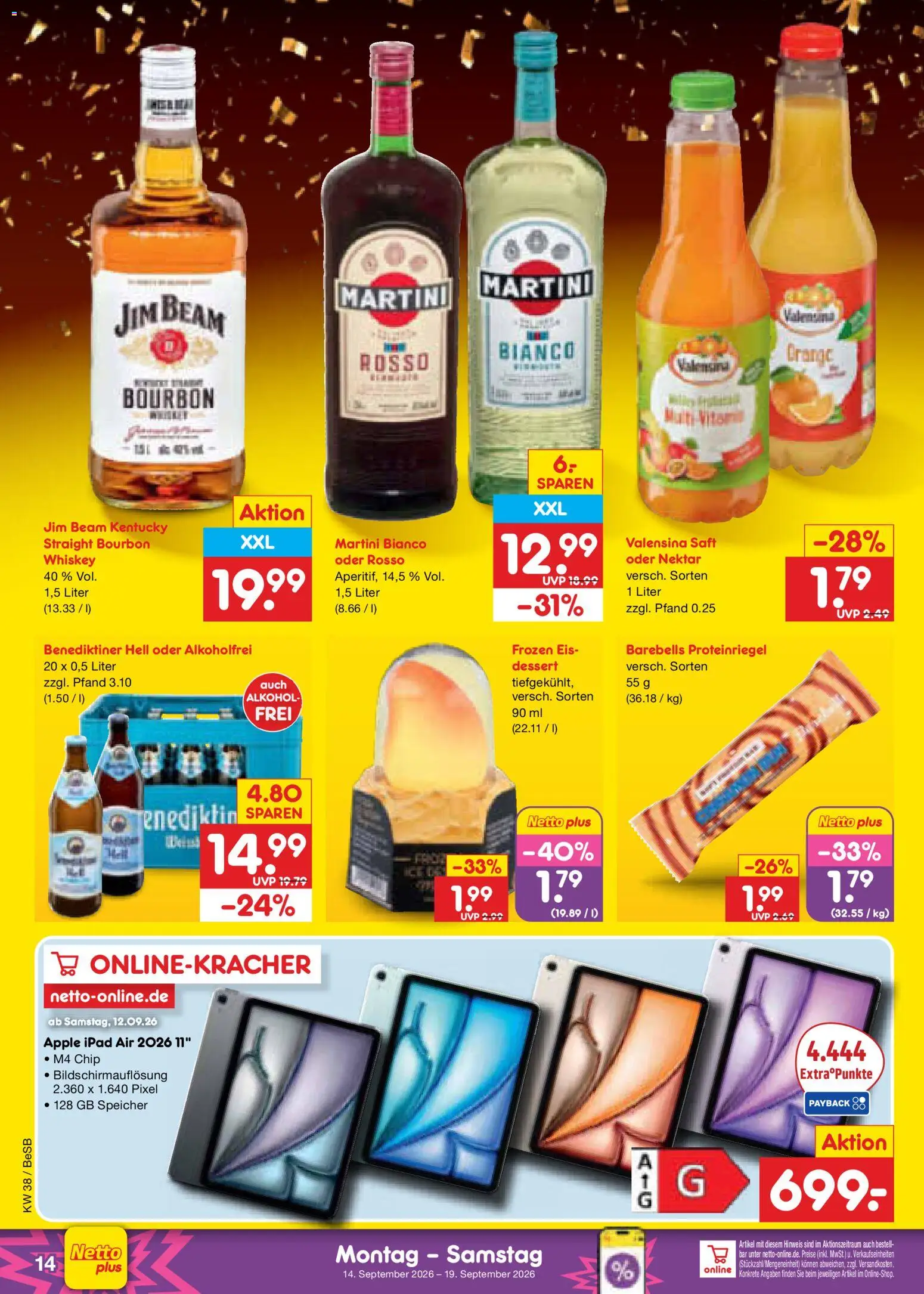 Netto Marken-Discount Prospekt – gültig ab 14.09.2026 | Seite: 20 | Produkte: Apple, Bourbon, Whiskey, Eis
