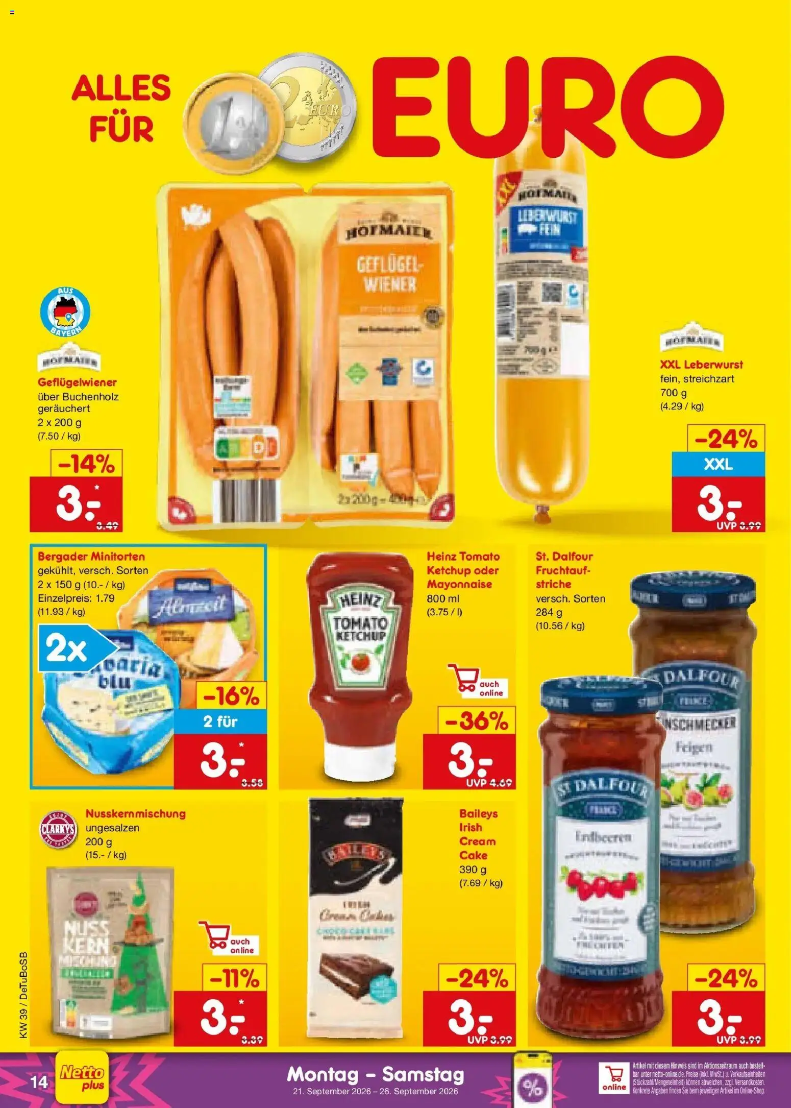Netto Marken-Discount Prospekt Sindelfingen – gültig ab 21.09.2026 | Seite: 22 | Produkte: Mayonnaise, Baileys, Ketchup, Feigen