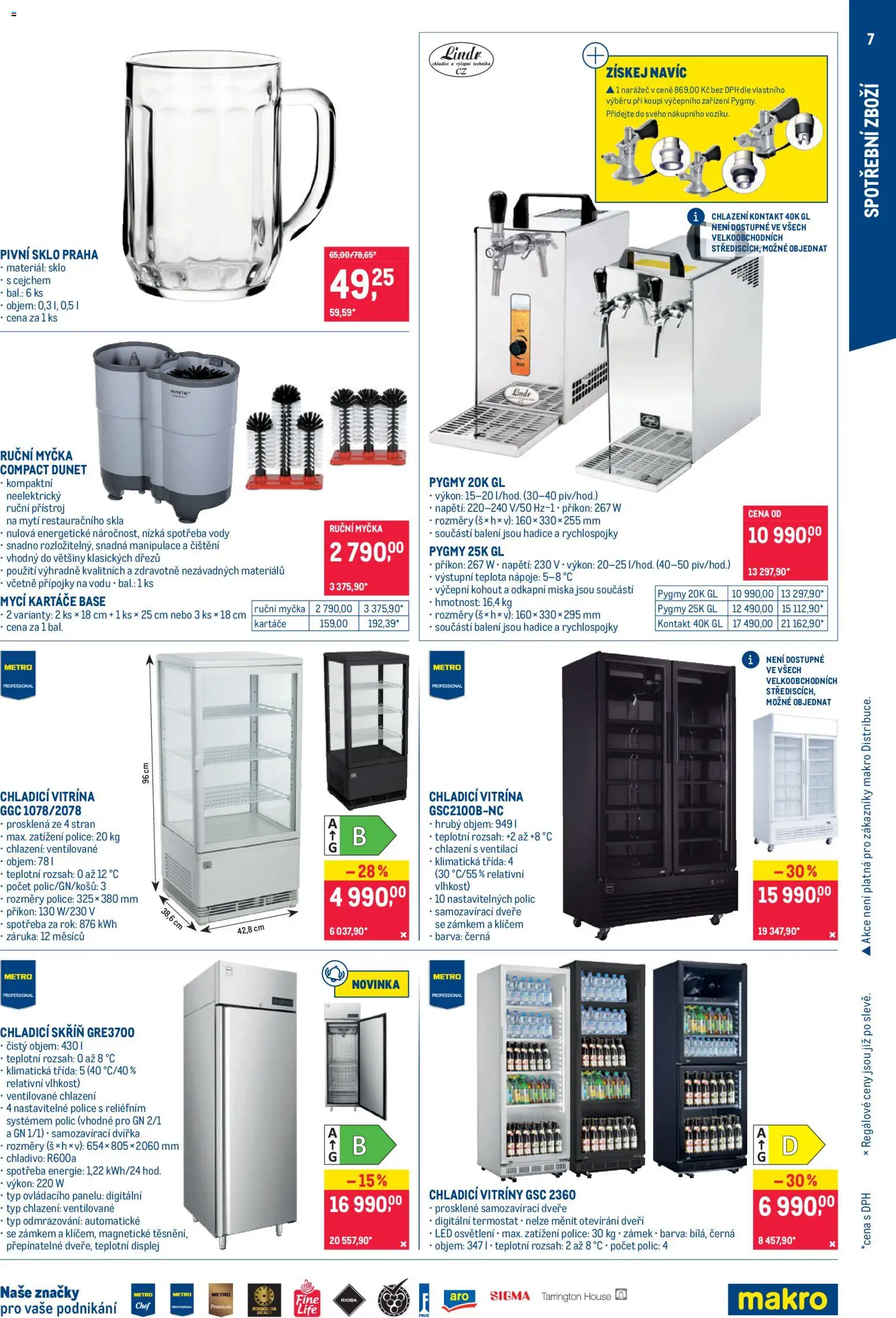 Makro leták - Nepotravinové zboží od 09.09.2026 | Strana: 7 | Produkty: Osvětlení, Nápoje, Hadice, Dveře