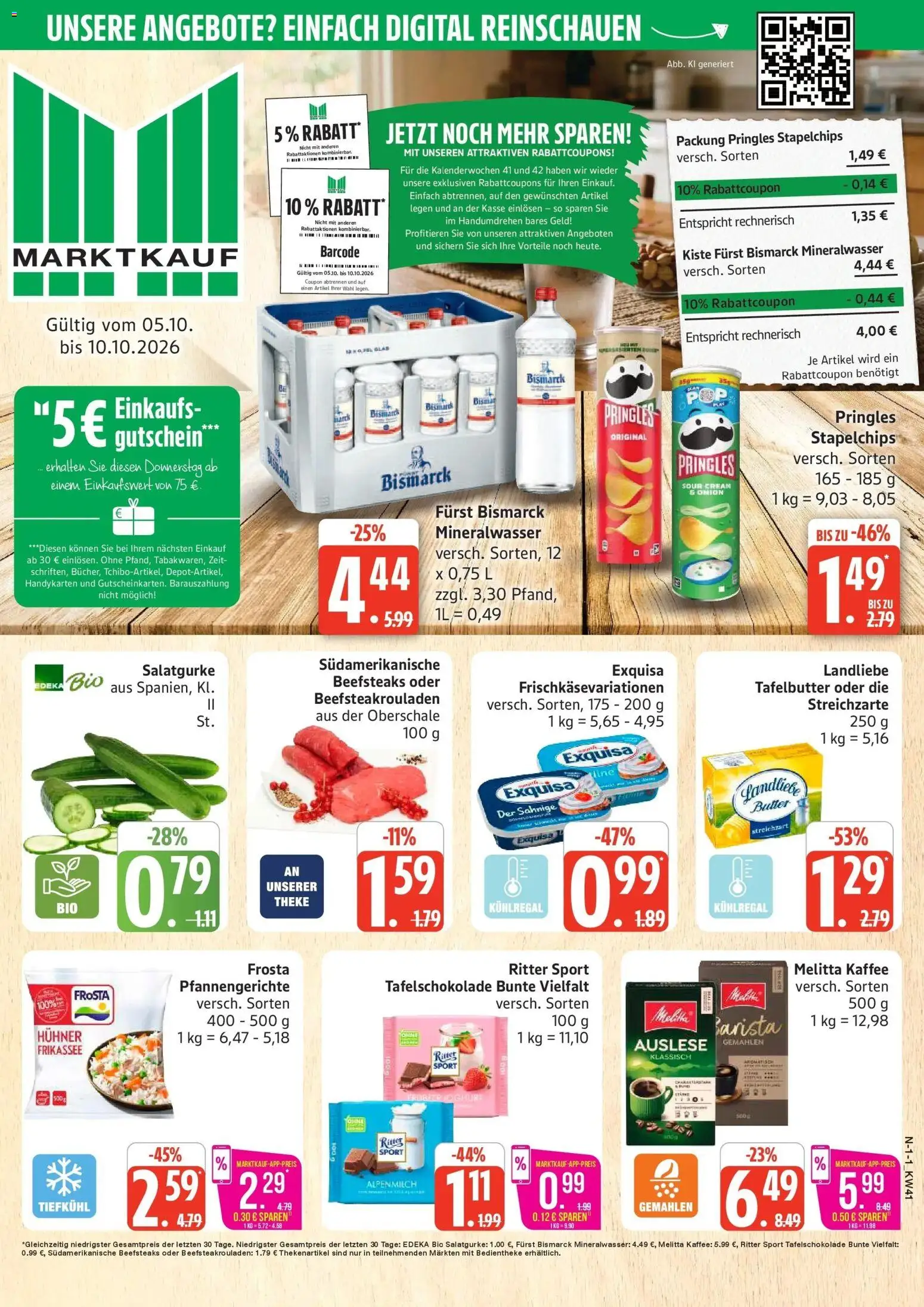 Marktkauf Prospekt Buxtehude (ab 05.10.2026) » Angebote online | Seite: 1 | Produkte: Melitta, Theke, Mineralwasser, Exquisa