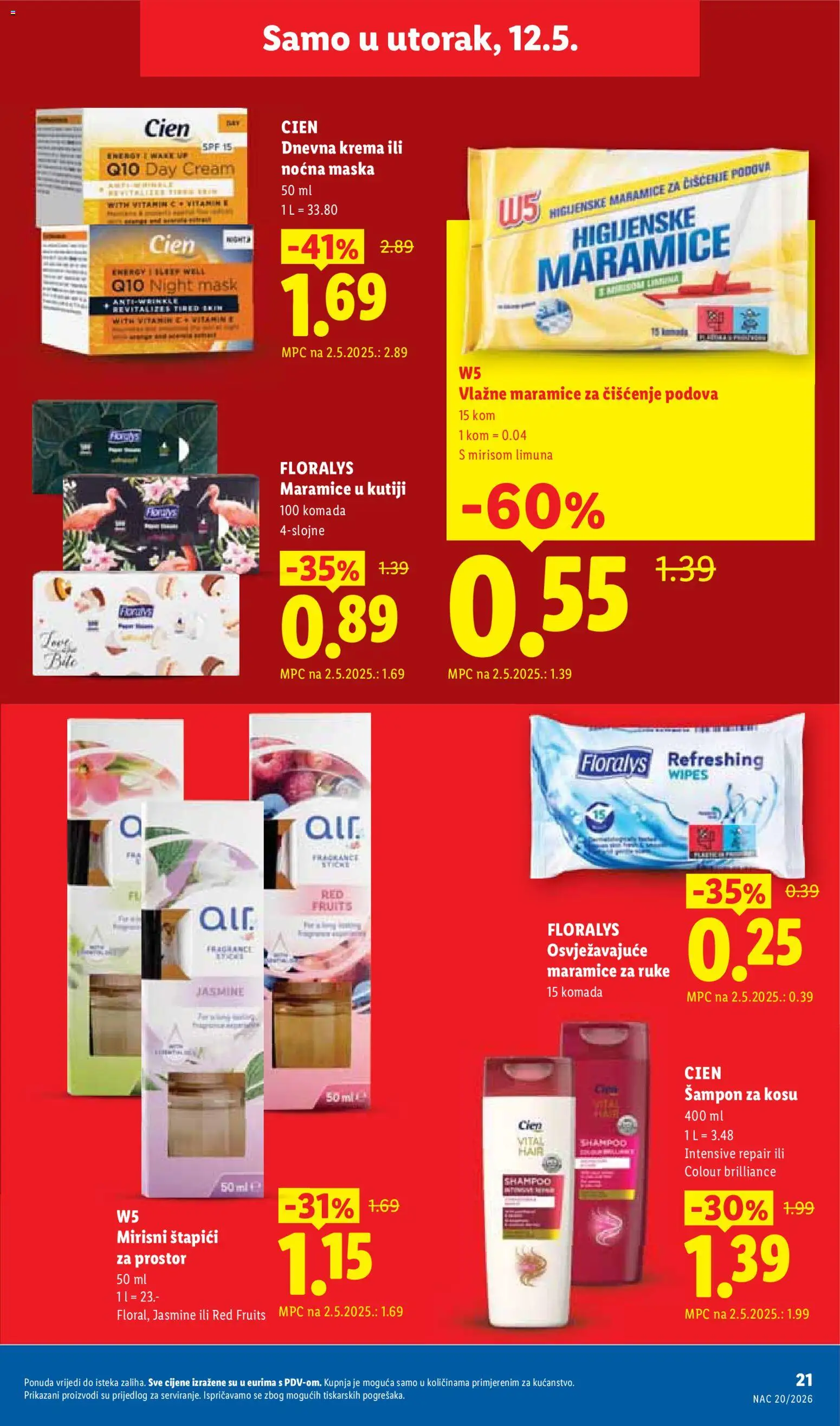 Lidl katalog | vrijedi od 11.05.2026 | Stranica: 21 | Proizvodi: Šampon, Vlažne maramice, Maska, Krema