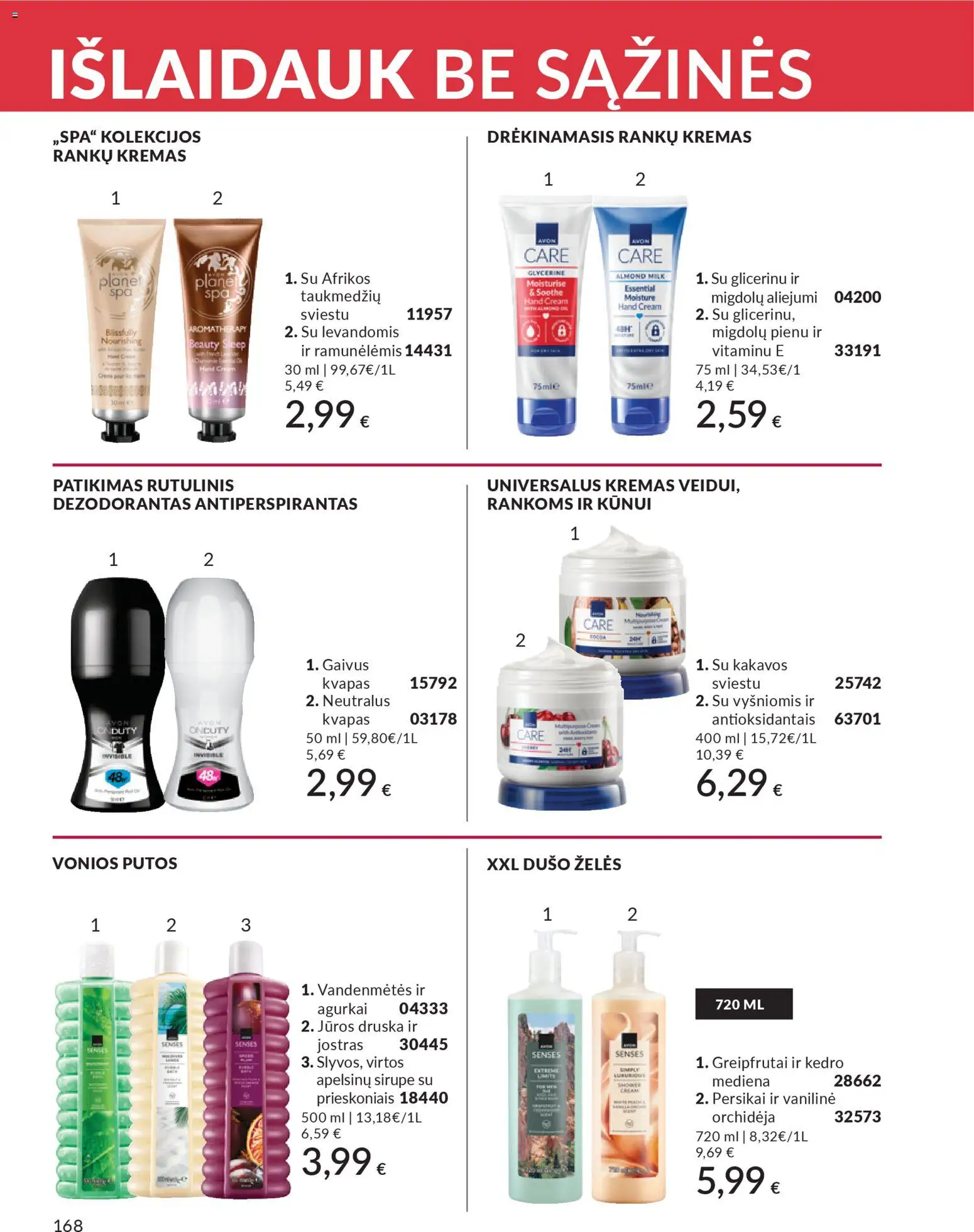 AVON akcijos nuo 2026.03.01 | Puslapis: 168 | Prekių: Kvapas, Kremas, Dezodorantas, Druska