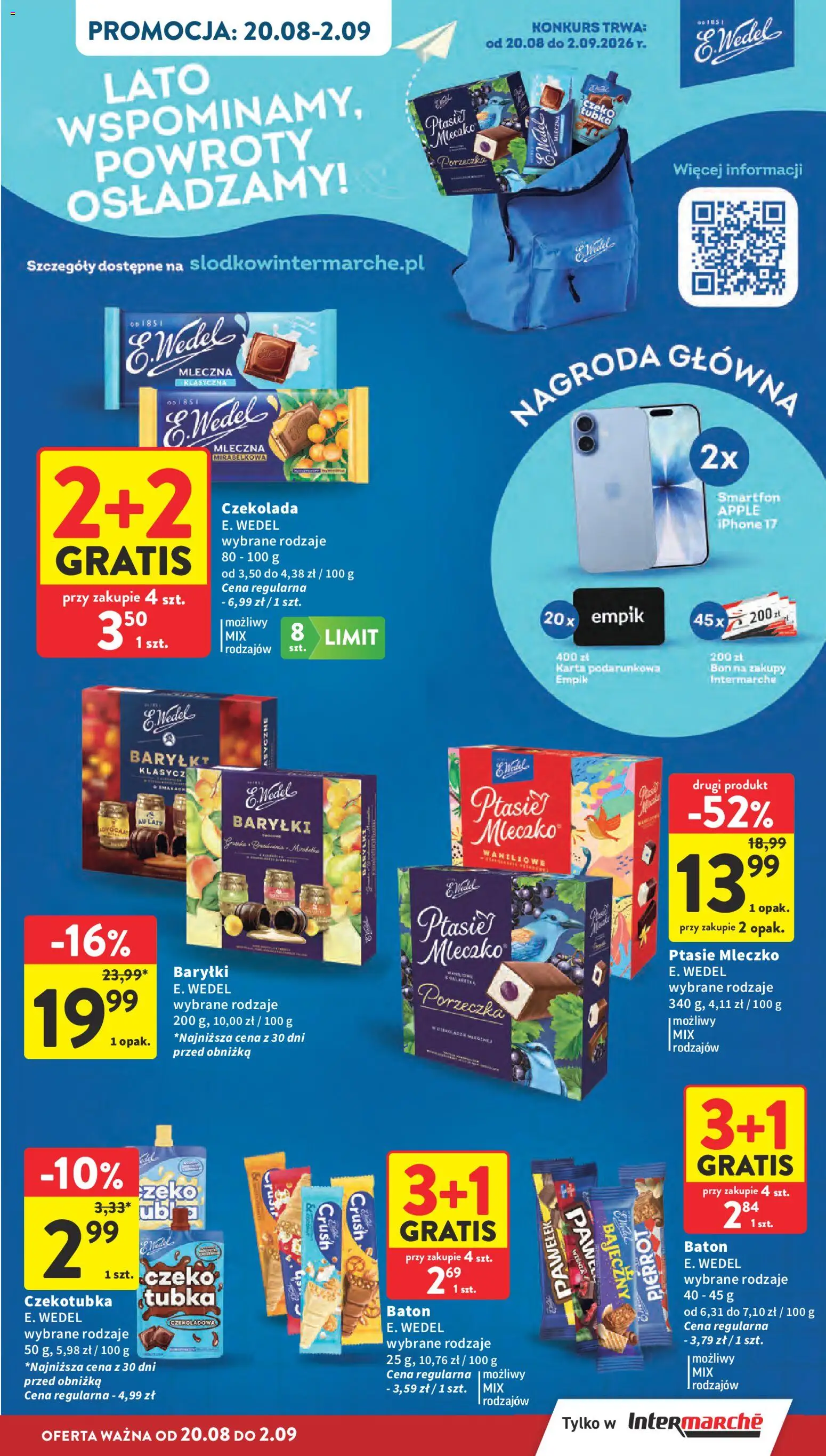 Intermarche gazetka od 20.08.2026 | Strona: 11 | Produkty: Czekoladowa, Smartfon, Baton, Ptasie mleczko
