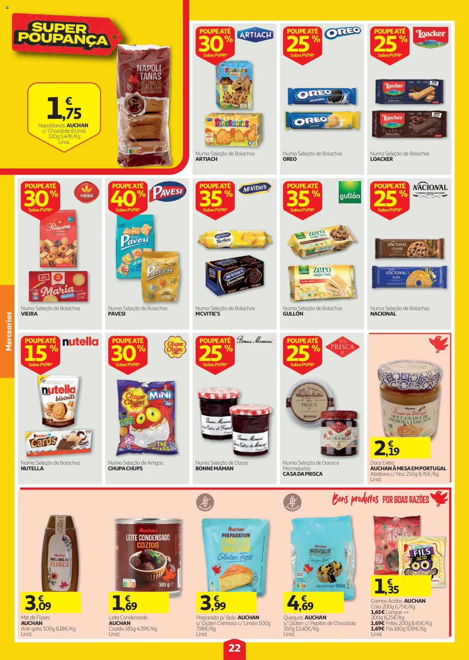 Auchan folheto │ válido de 03/09/2026 | Página: 22 | Produtos: Queques, Nutella, Leite condensado, Mesa