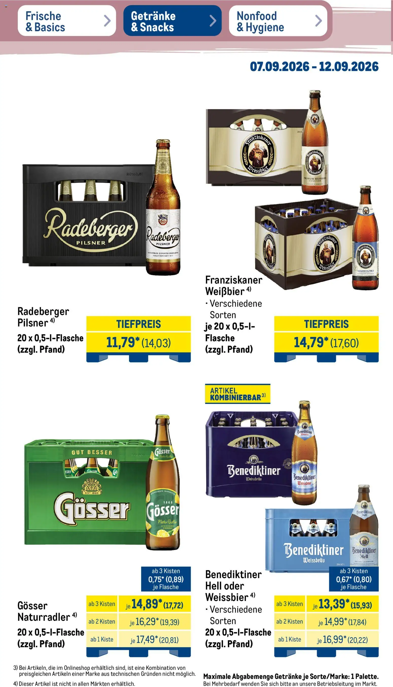 Metro NonFood-Angebote – gültig ab 07.09.2026 | Seite: 25 | Produkte: Franziskaner, Weißbier, Benediktiner hell