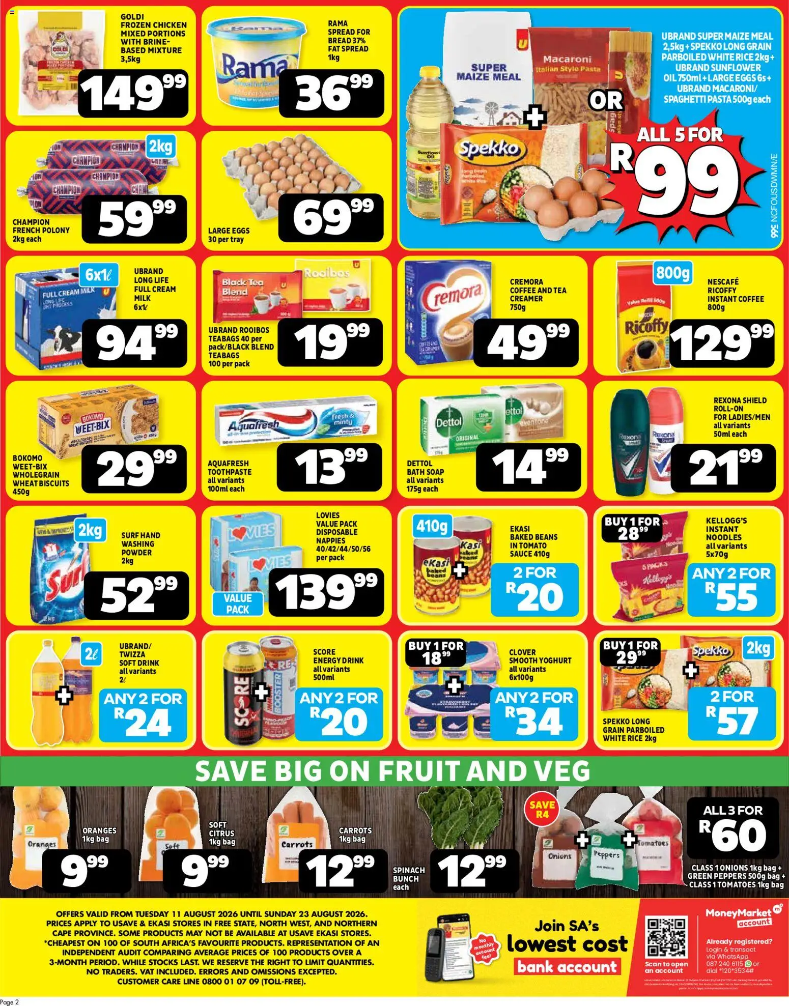 New Usave catalogue – valid from 11/08/2026 | Page: 2 | Products: Bath, Oranges, Toothpaste, Fruit