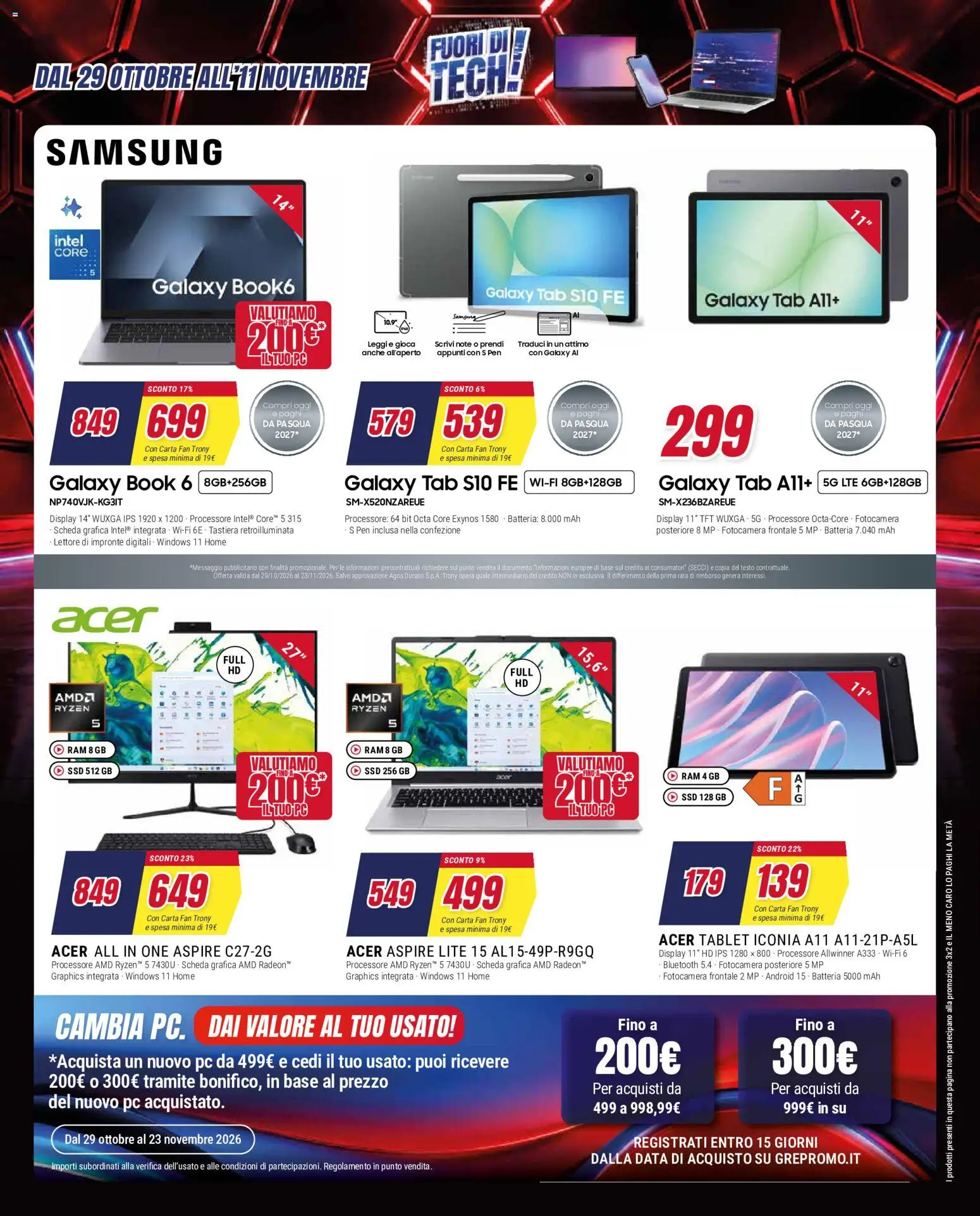 Volantino Trony del 29/10/2026 | Pagina: 38 | Prodotti: Caro, Tastiera, Batteria, Samsung