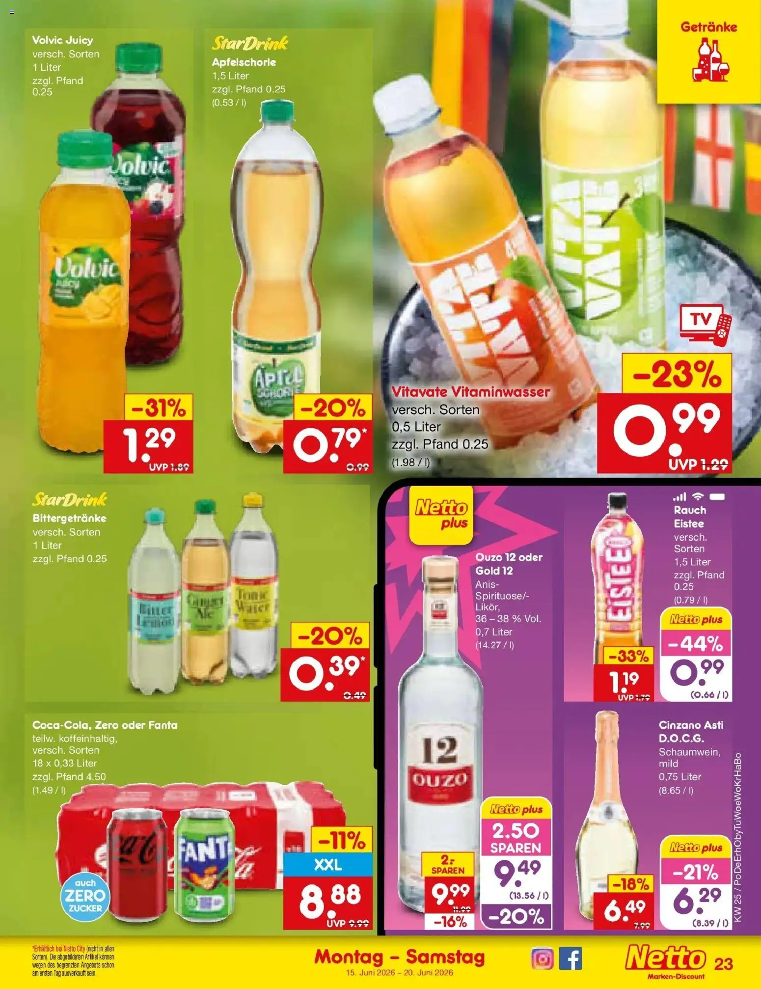 Netto Marken-Discount Prospekt Mauern – gültig ab 14.06.2026 | Seite: 31 | Produkte: Ouzo 12, Fanta, Ouzo, Volvic