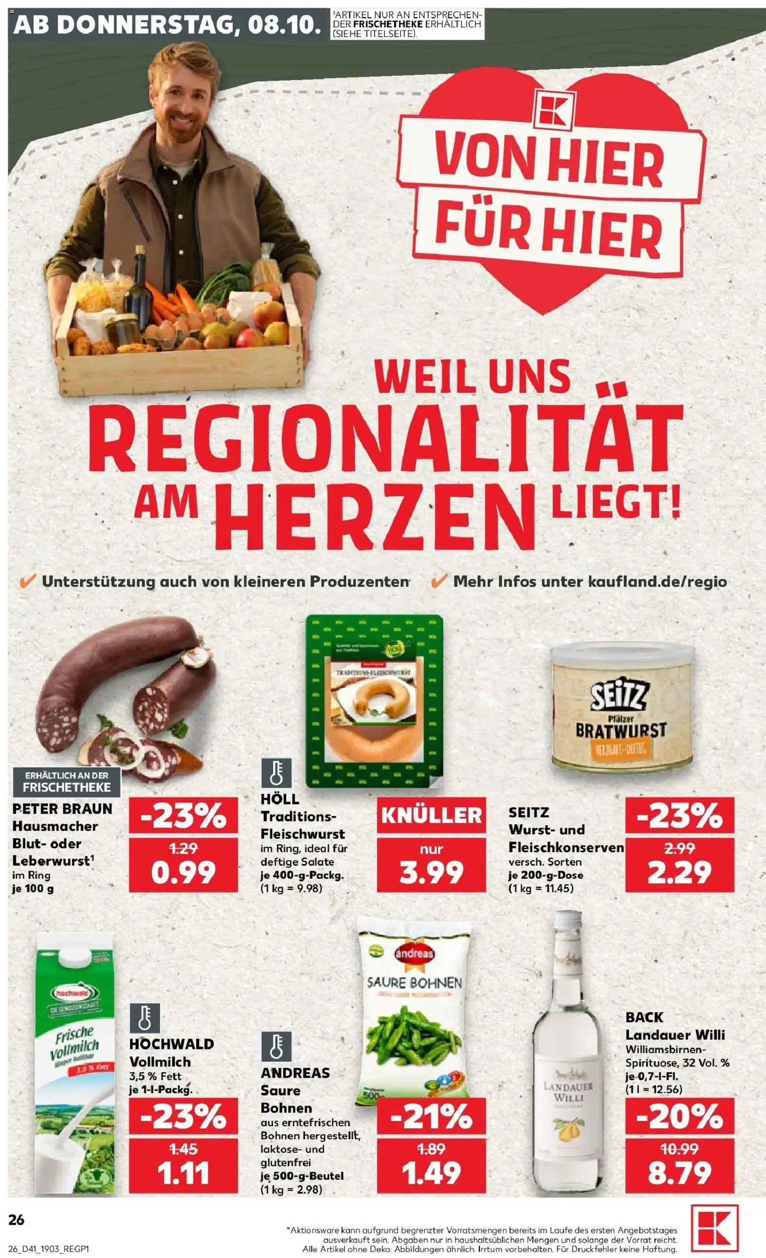 Prospekt Kaufland ab 08.10.2026 » Angebote Online zum Blättern | Seite: 26 | Produkte: Bratwurst, Wurst, Fleischkonserven