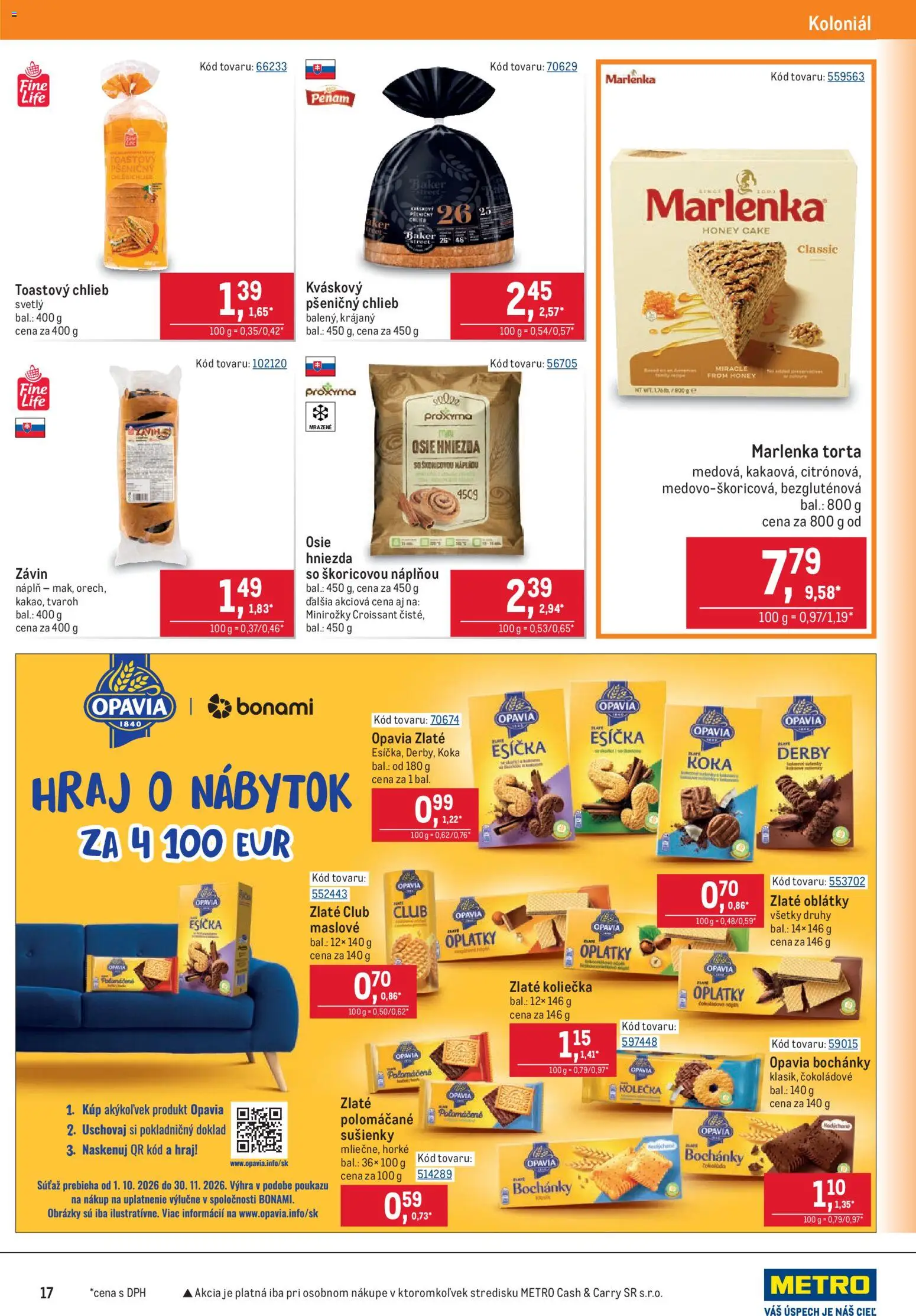 Nové Metro akcie – leták je platný od 21.10.2026 | Strana: 17 | Produkty: Nábytok, Croissant, Toastový chlieb, Marlenka