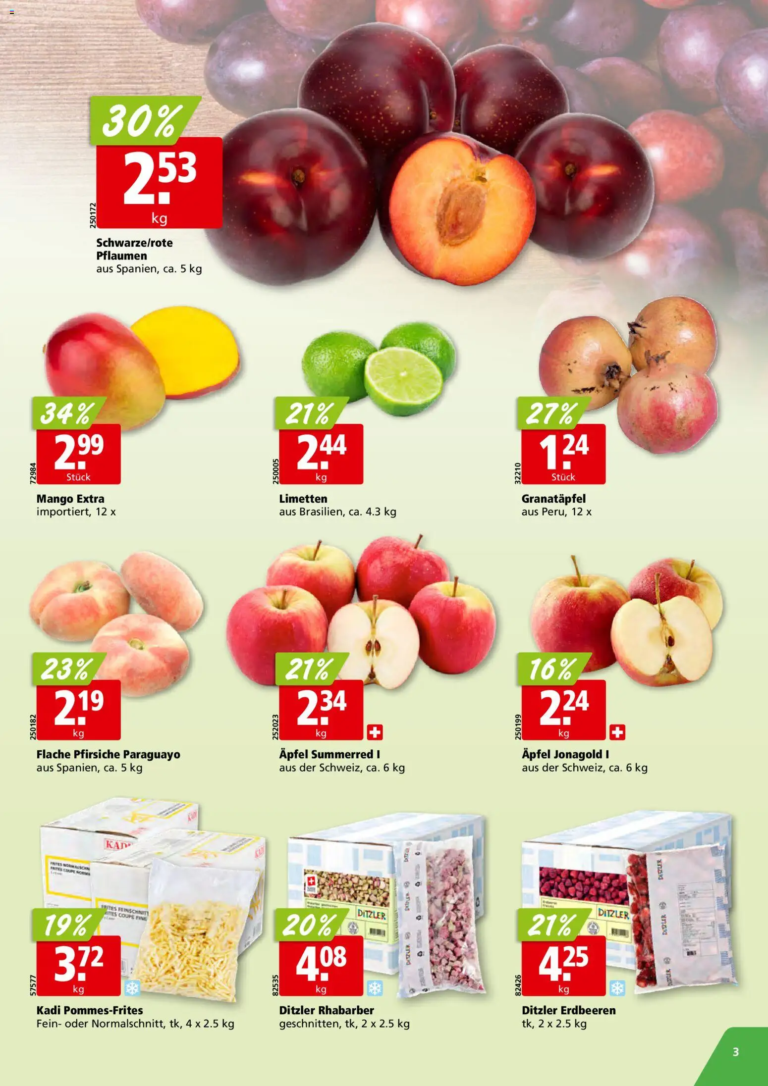 Aligro aktionen Schlieren, Gossau SG, Frauenfeld, Rapperswil-Jona, Sargans, Bern – gültig ab 07.09.2026 | Seite: 3 | Produkte: Granatapfel, Äpfel, Erdbeeren, Mango