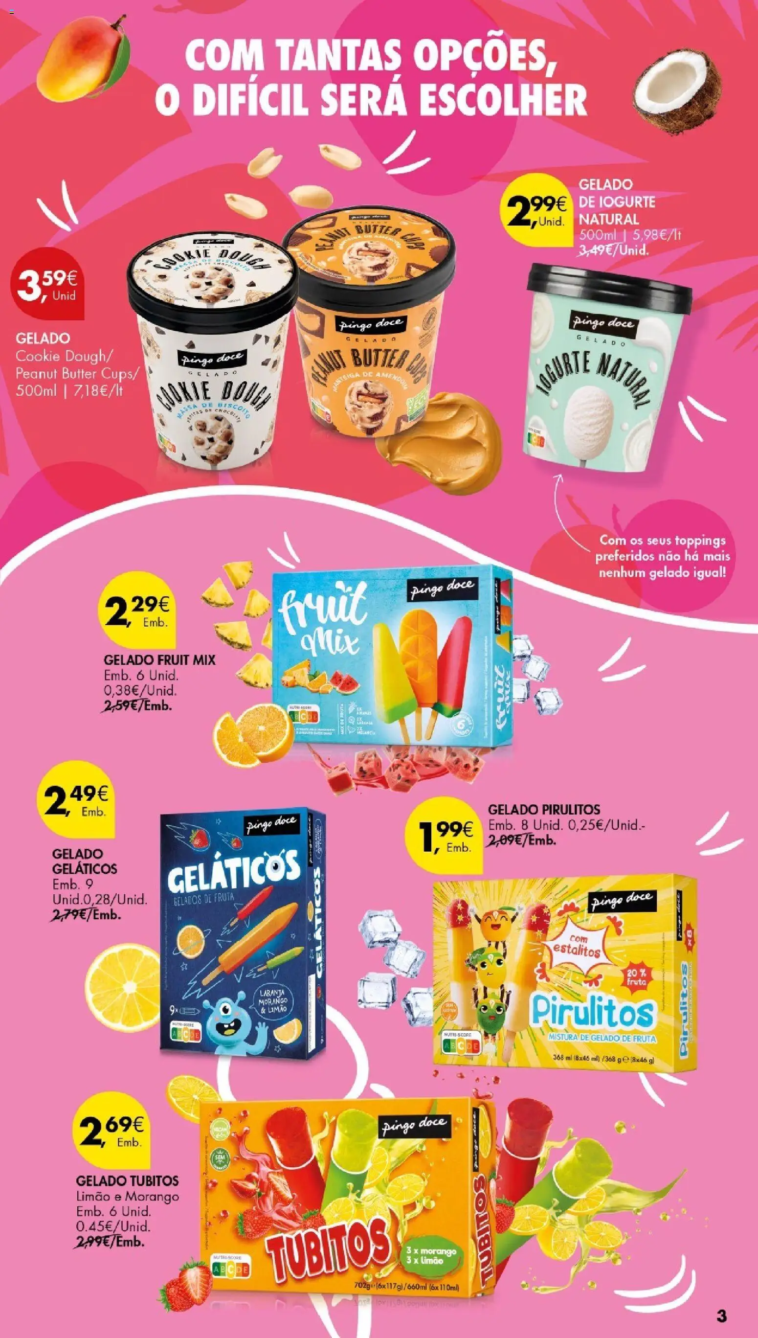 Pingo Doce Especial Gelados Açores │ válido de 23/07/2026 | Página: 3 | Produtos: Gelado, Iogurte