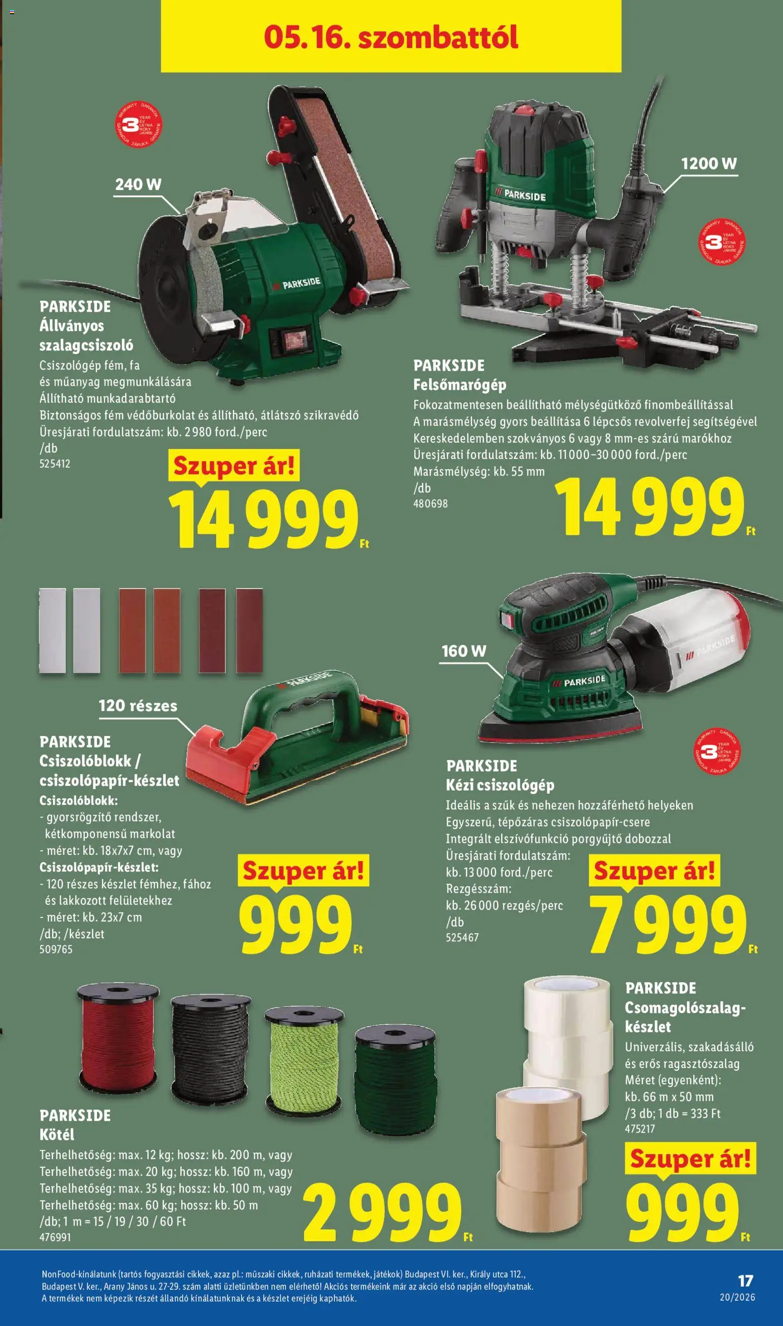 Lidl akciós ujság - amely érvényes a következő dátumtól: 14.05.2026 | Oldal: 17 | Termékek: Parkside, Kötél, Játékok