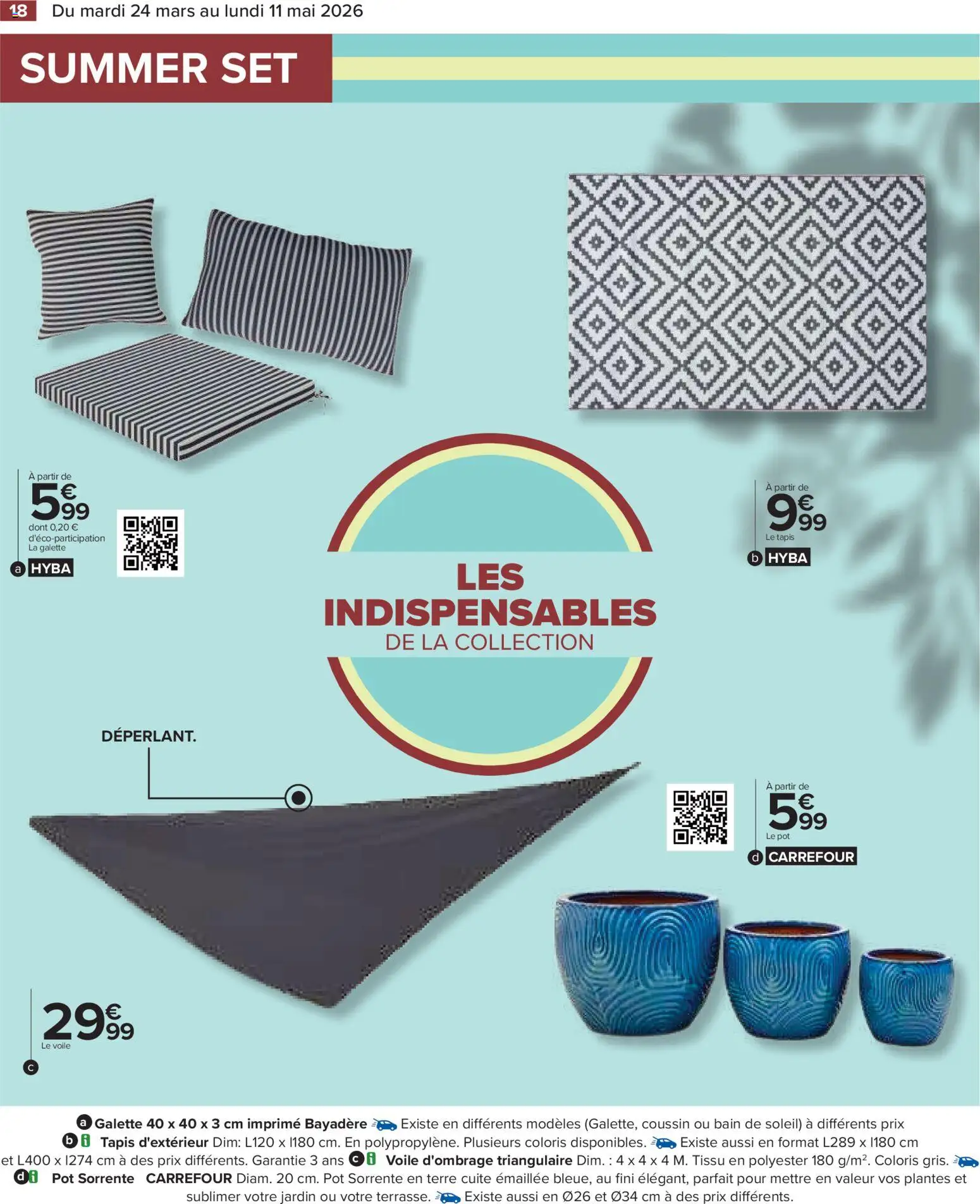 {H1} | Page: 18 | Produits: Voile d'ombrage, Bain de soleil, Plantes, Tapis