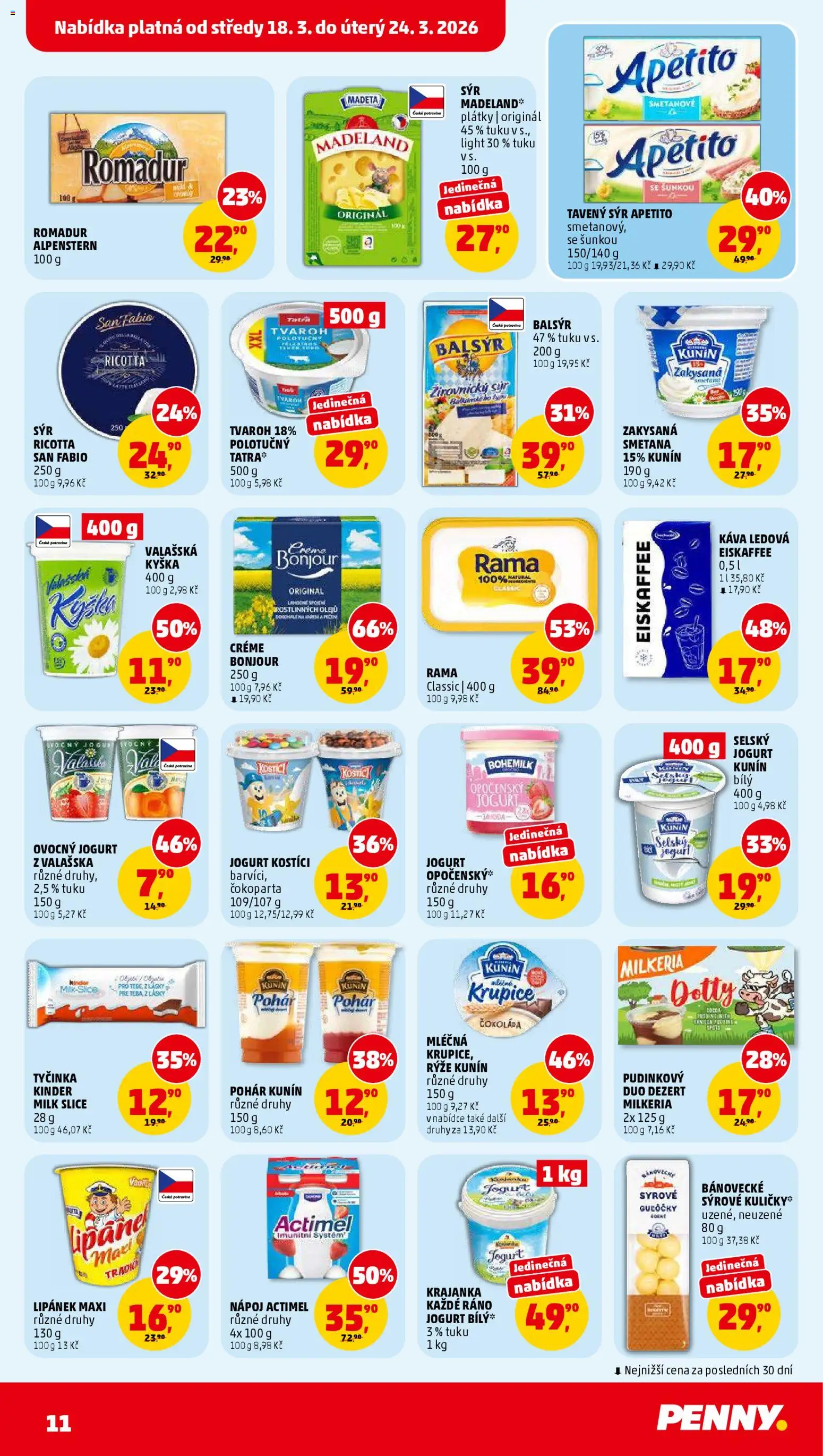 Penny Market leták od 18.03.2026 | Strana: 11 | Produkty: Lipánek, Sýr, Rama, Kinder