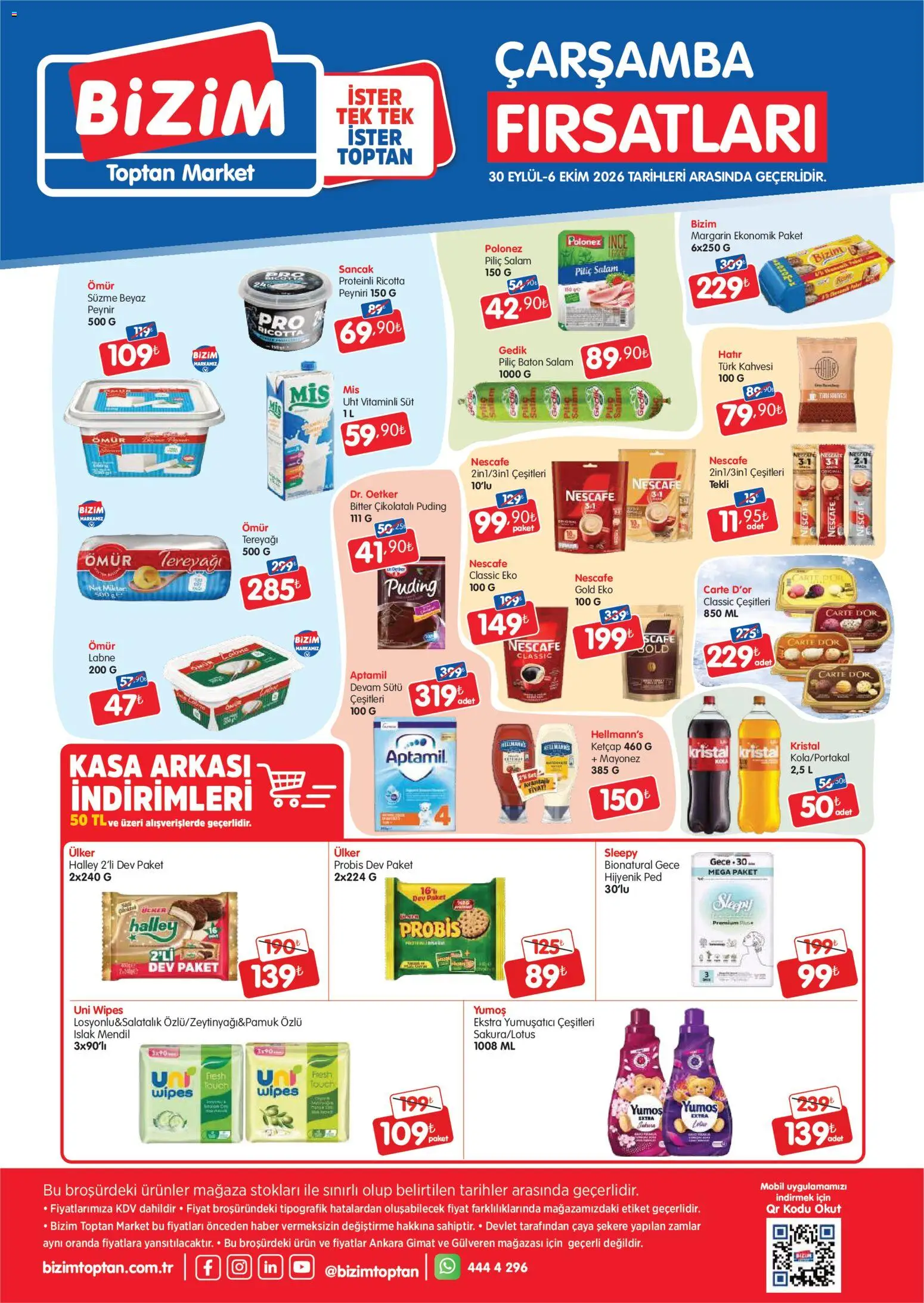 Bizim Toptan - Haftalık katalog - 30 Eylül 2026 tarihinden itibaren geçerlidir | Sayfa: 1 | Ürünler: Mendil, Süt, Tereyağı, Mayonez