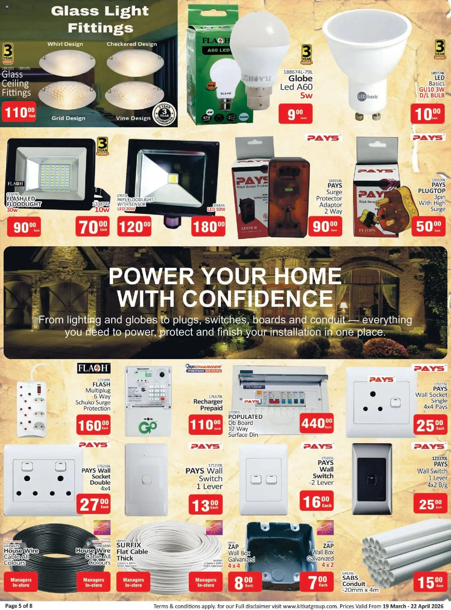 New KIT KAT Cash & Carry catalogue – valid from 19.03.2026 | Page: 5 | Products: Cable, Globe, Socket, Switch