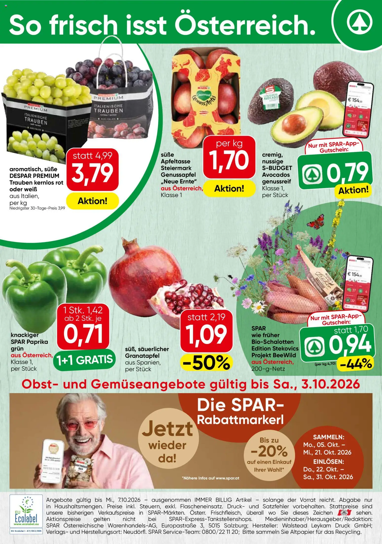 Spar Obst & Gemüse gültig ab 01.10.2026 | Seite: 1 | Produkte: Obst