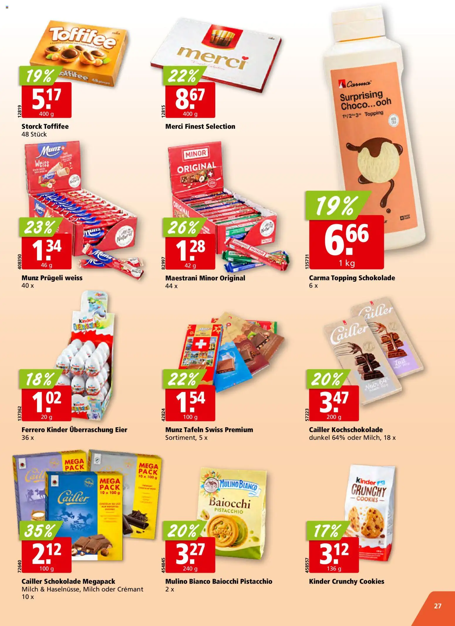 Aligro aktionen Schlieren, Gossau SG, Frauenfeld, Rapperswil-Jona, Sargans, Bern – gültig ab 20.04.2026 | Seite: 27 | Produkte: Milch, Eier, Schokolade