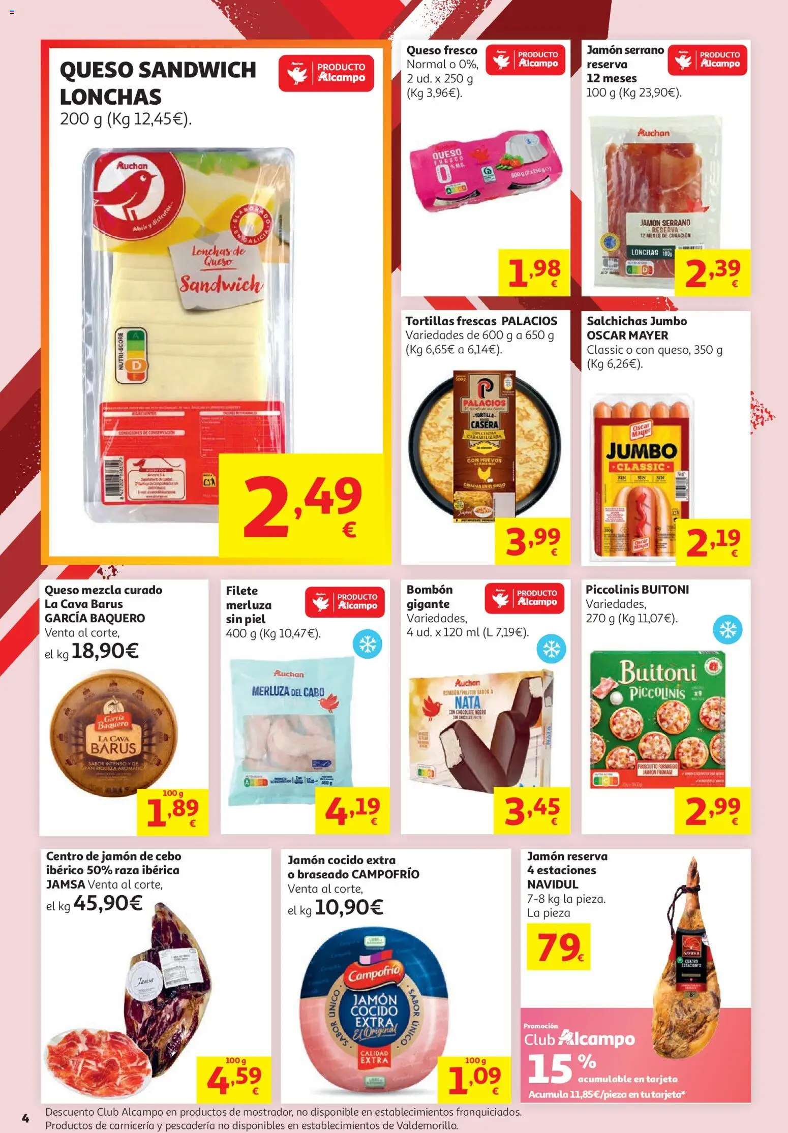 Alcampo - Supermercado │ válido desde el 16.06.2026 | Página: 4 | Productos: Jamón serrano, Jamón, Queso fresco, Filete