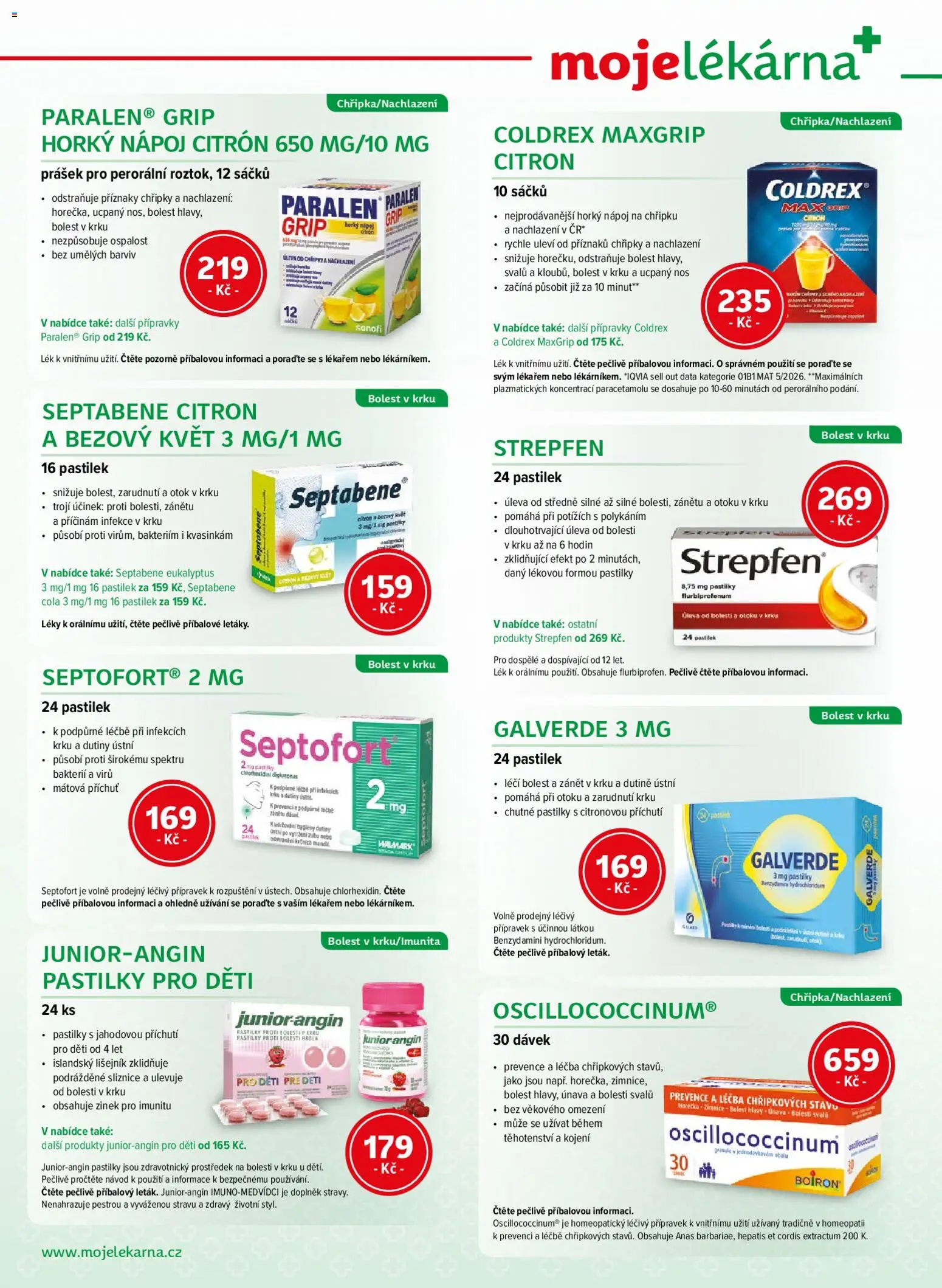 Moje lékárna leták od 12.09.2026 | Strana: 4 | Produkty: Granule, Eukalyptus, Oscillococcinum, Cola