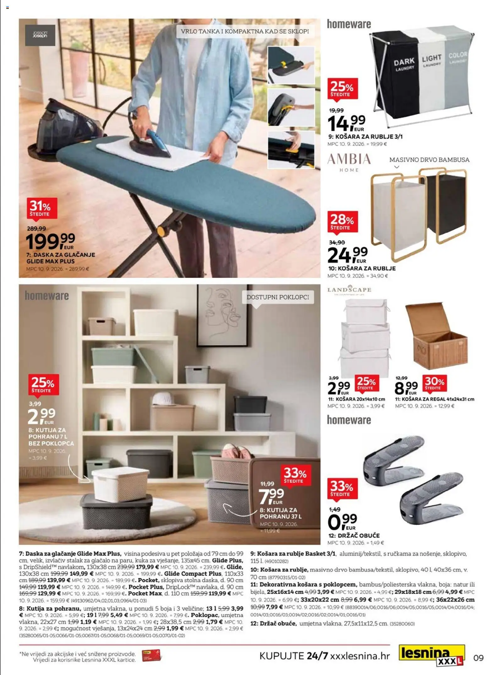 Lesnina katalog | vrijedi od 29.09.2026 | Stranica: 8 | Proizvodi: Košara, Regal, Kutija za pohranu, Daska za glačanje