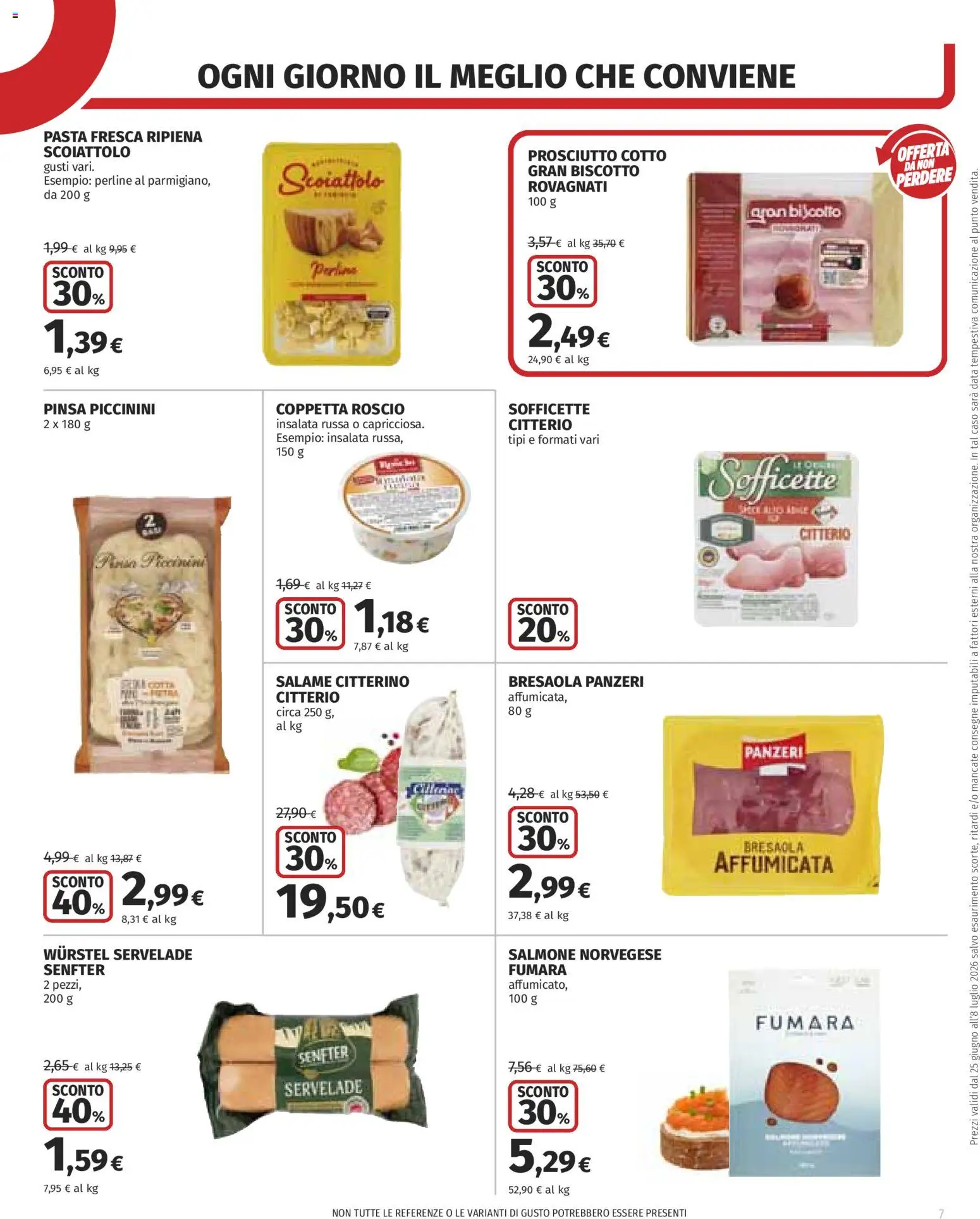 Volantino COOP del 25/06/2026 | Pagina: 7 | Prodotti: Prosciutto Cotto, Bresaola, Pasta, Insalata russa