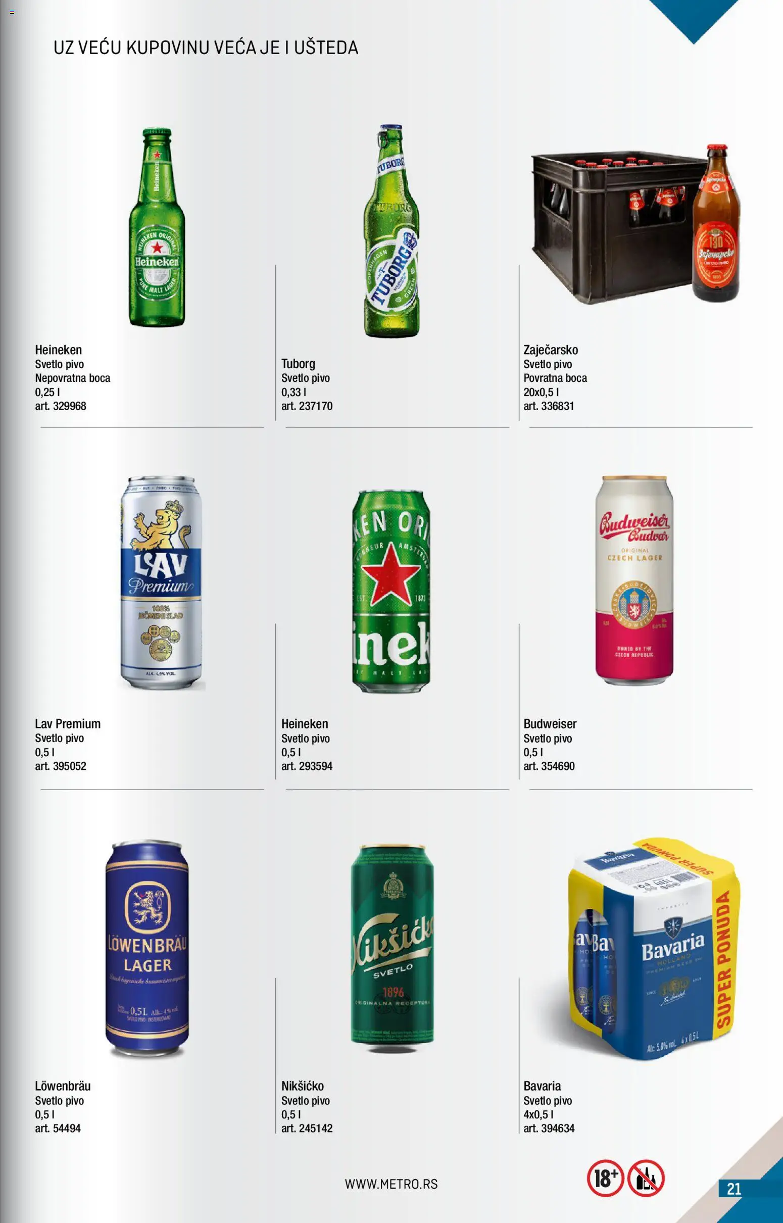 Metro katalog - važi od 01.09.2026 | Strana: 21 | Proizvode: Heineken, Budweiser, Tuborg, Pivo