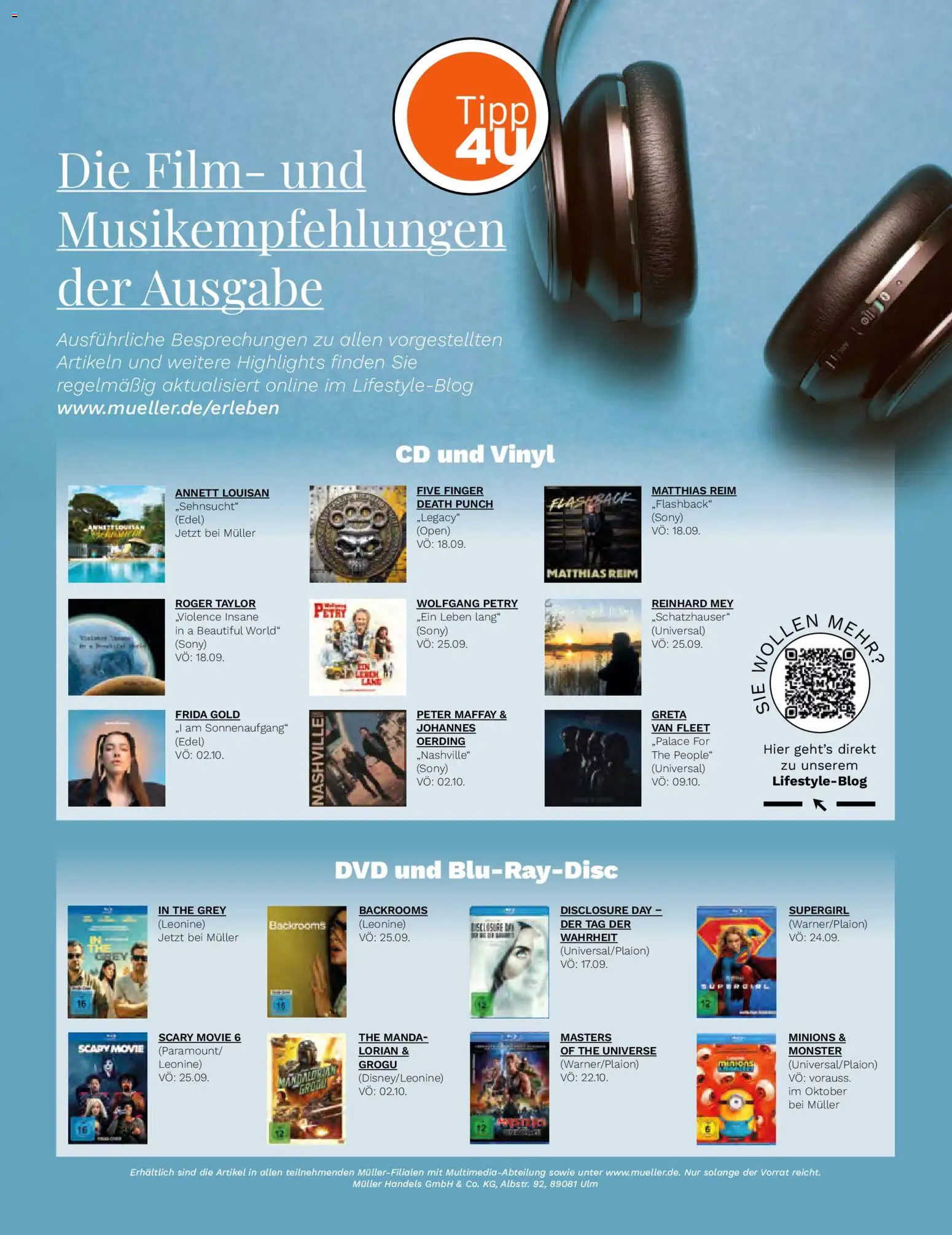 Müller Lifestyle – gültig ab 01.09.2026 | Seite: 52 | Produkte: Sony, Monster, Dvd