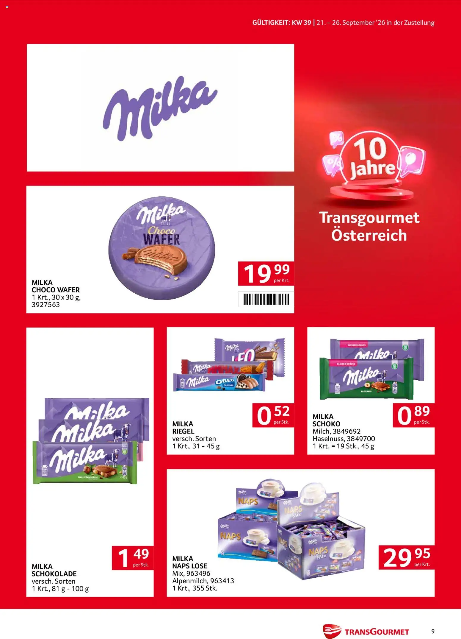 Transgourmet Zustellaktion gültig ab 20.09.2026 | Seite: 9 | Produkte: Schokolade