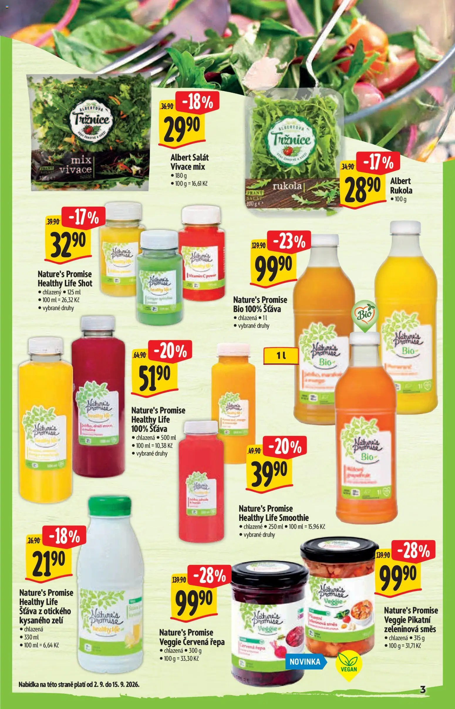 Albert katalog - Hypermarket - Bio od 02.09.2026 | Strana: 3 | Produkty: Veggie, Červená řepa, Rukola, Smoothie