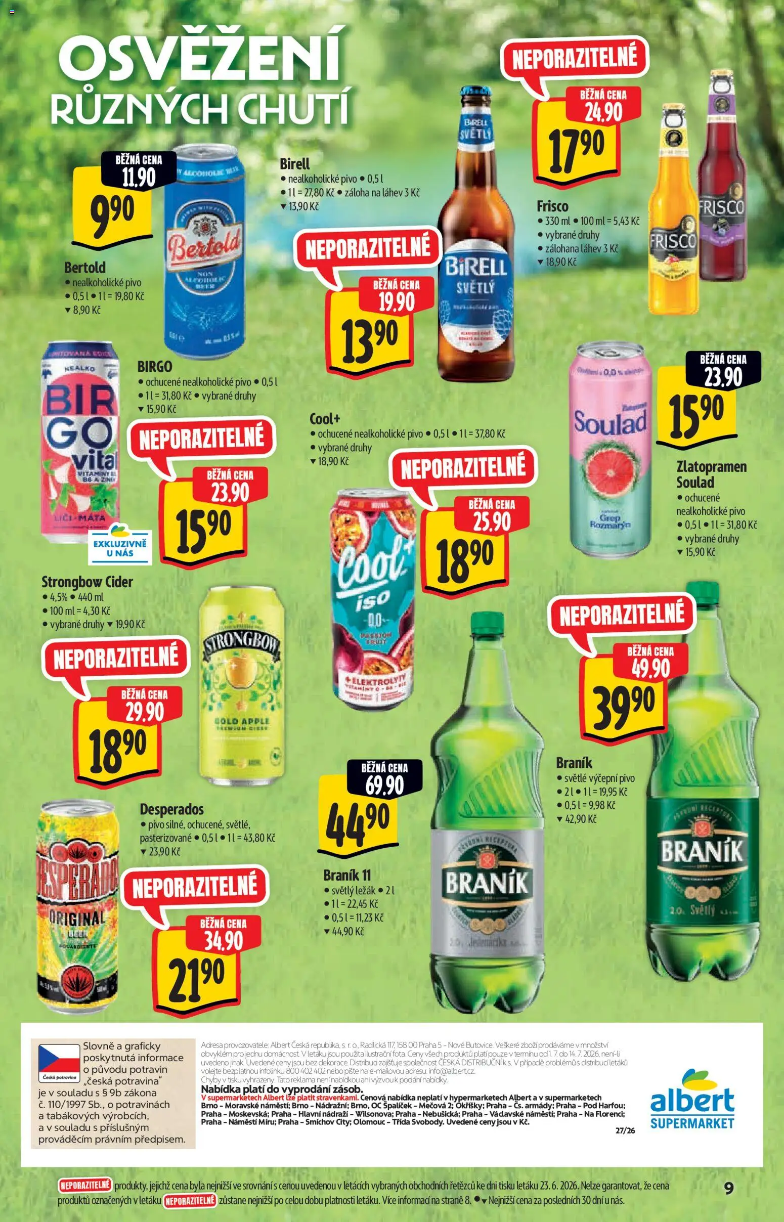 Albert katalog - Supermarket od 01.07.2026 | Strana: 9 | Produkty: Frisco, Cider, Nealkoholické pivo, Láhev