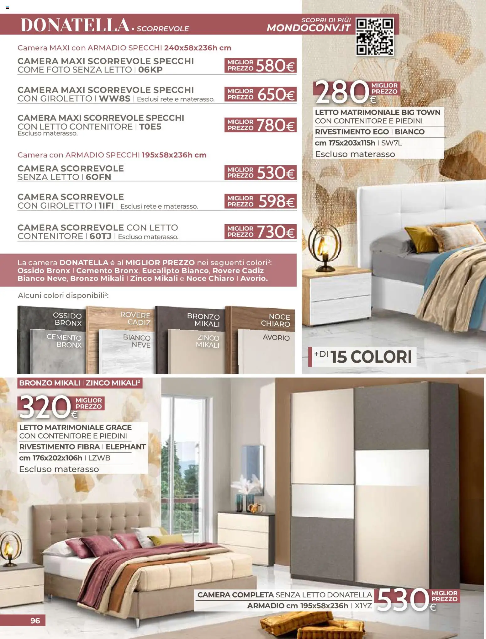 Volantino Mondo Convenienza del 01/09/2026 | Pagina: 98 | Prodotti: Letto matrimoniale, Contenitore, Materasso, Armadio
