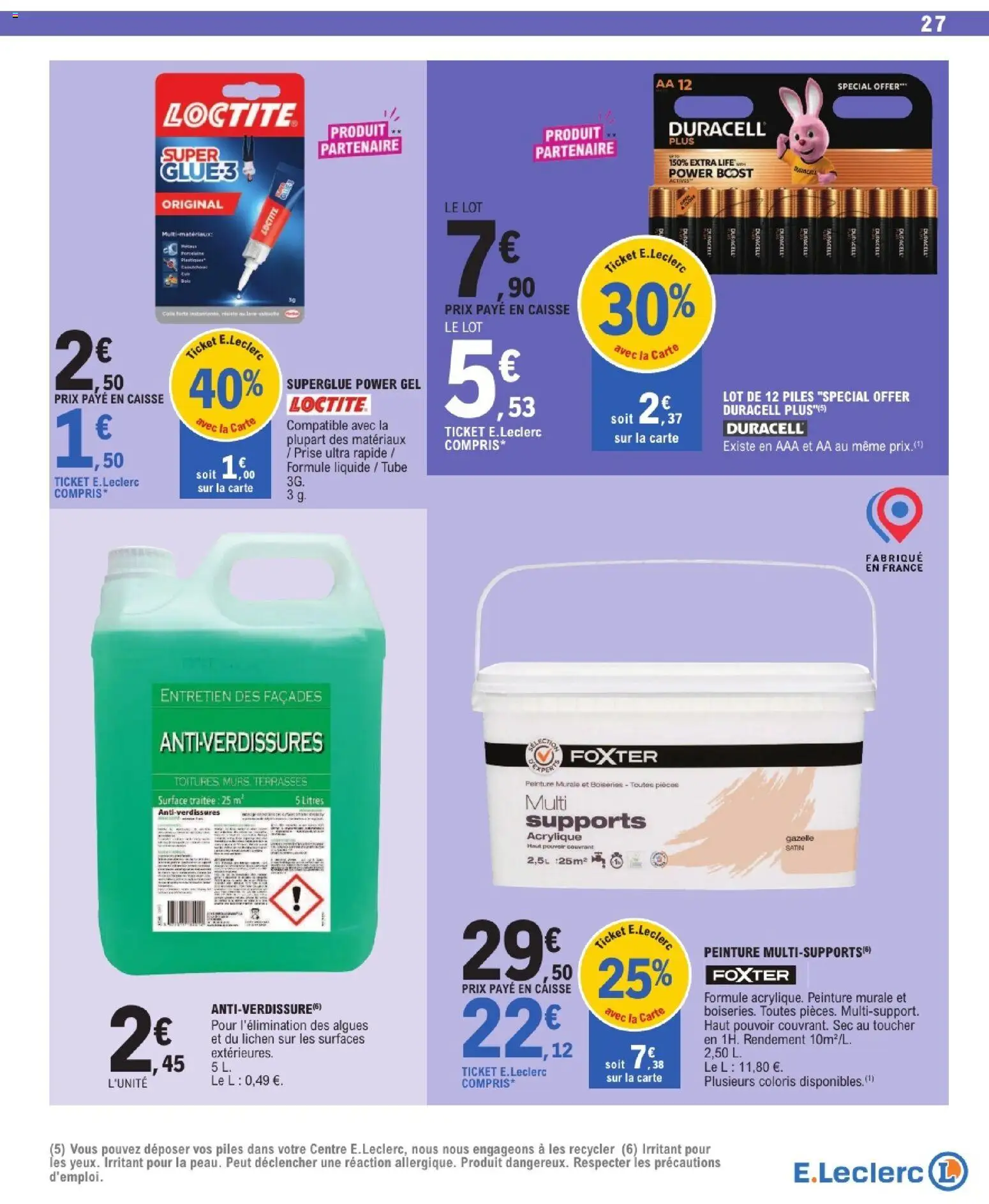 {H1} | Page: 27 | Produits: Algues, Prise, Piles