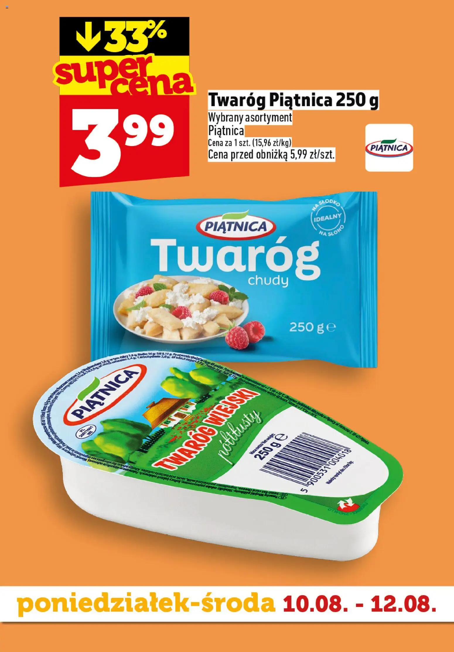 Topaz gazetka - Superstart tygodnia od 10.08.2026 | Strona: 3 | Produkty: Piątnica, Ser, Twaróg