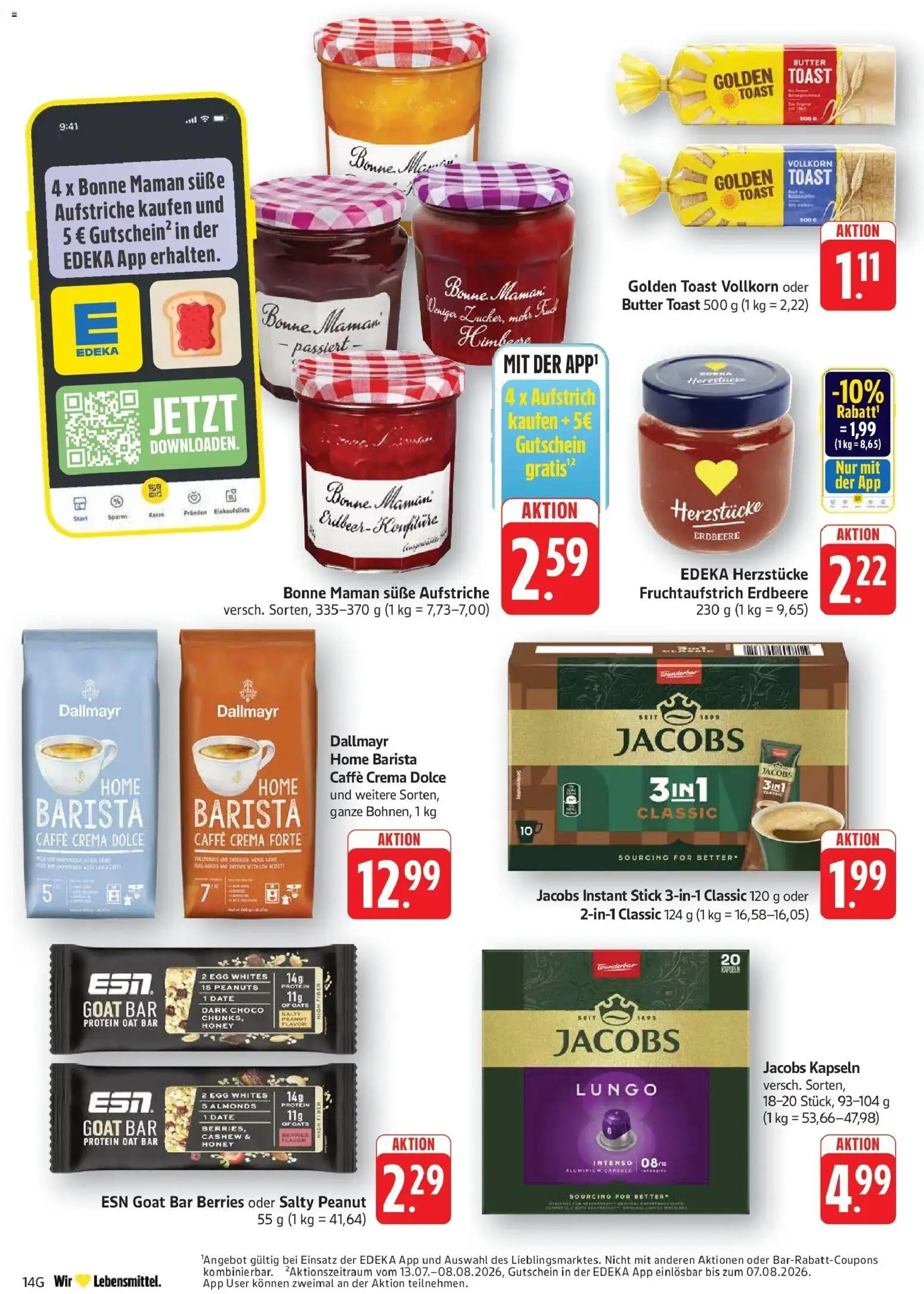 Edeka prospekt Göppingen – gültig ab 13.07.2026 | Seite: 14 | Produkte: Butter, Dallmayr, Himbeere, Bonne maman