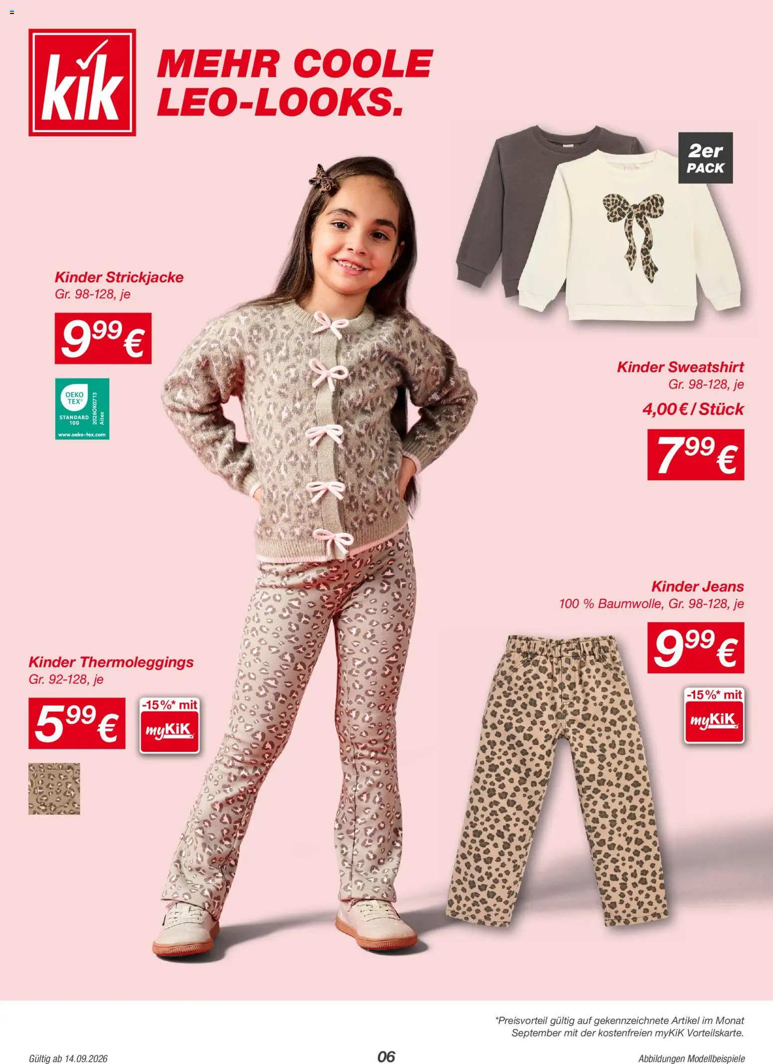 Kik Prospekt – gültig ab 14.09.2026 | Seite: 6 | Produkte: Sweatshirt, Strickjacke, Jeans