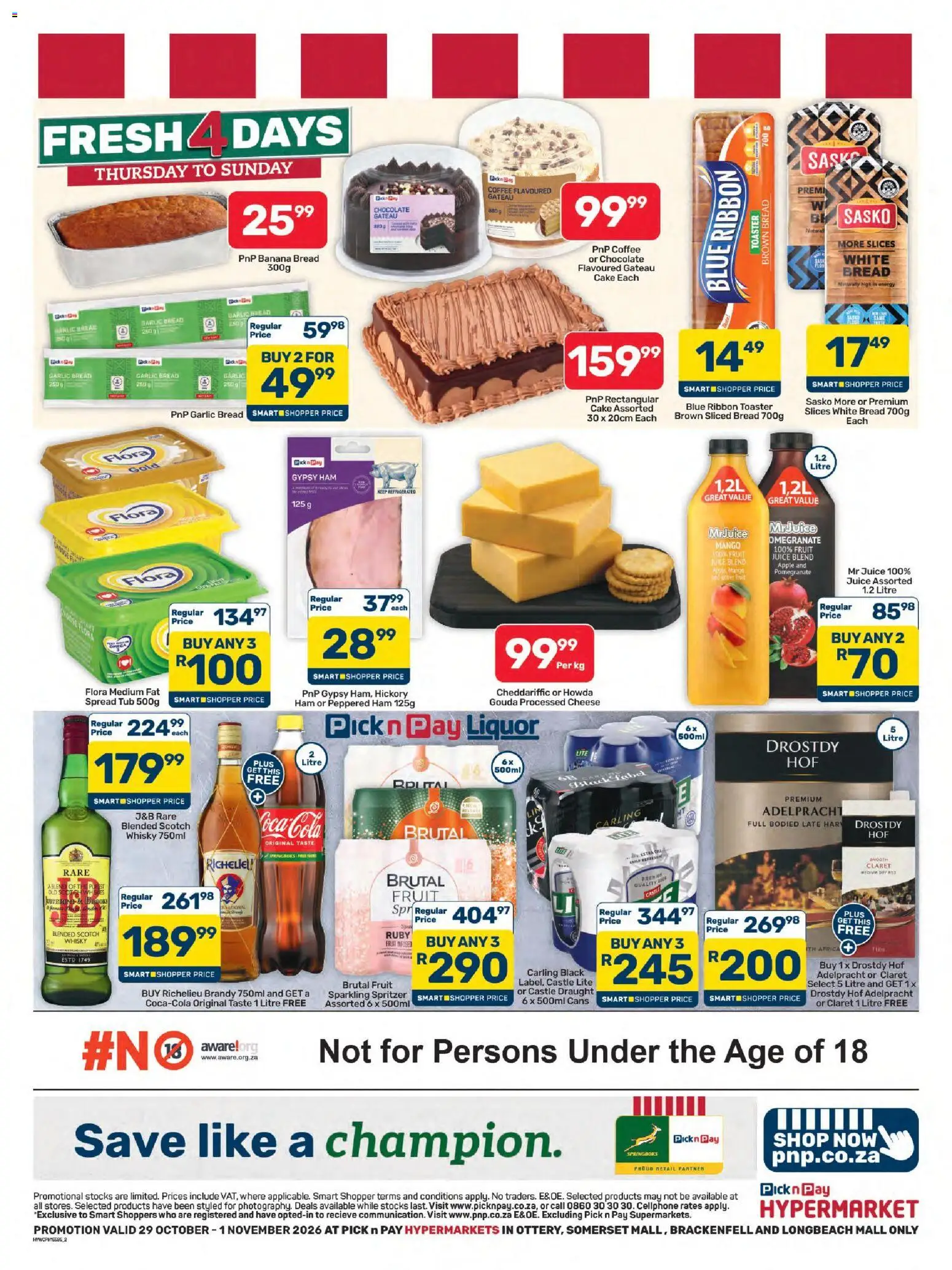 New Pick n Pay catalogue – valid from 29/10/2026 | Page: 2 | Products: Toaster, Bread, Chocolate, Juice