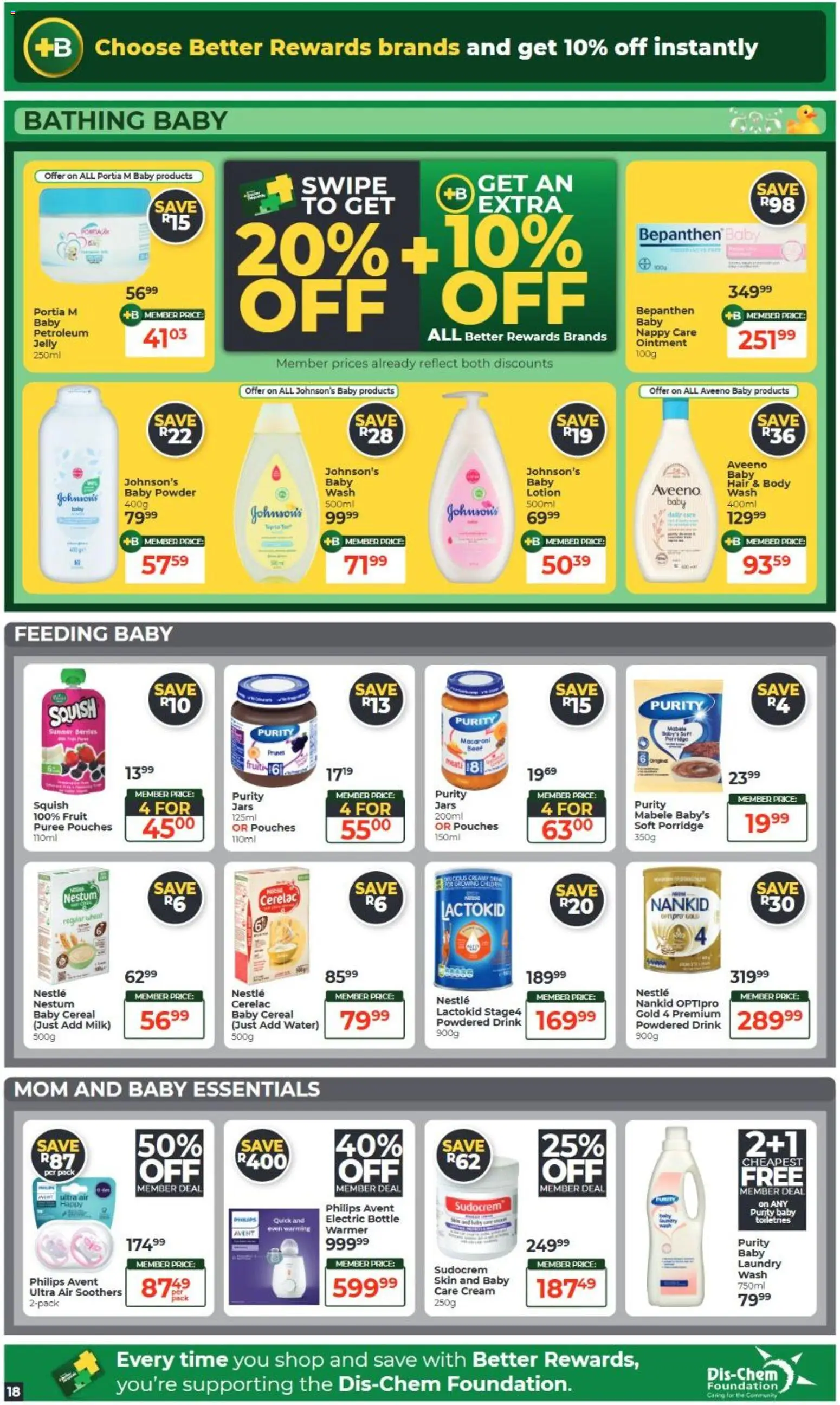 New Dis-Chem catalogue – valid from 15/09/2026 | Page: 18 | Products: Porridge, Powder, Fruit, Lotion