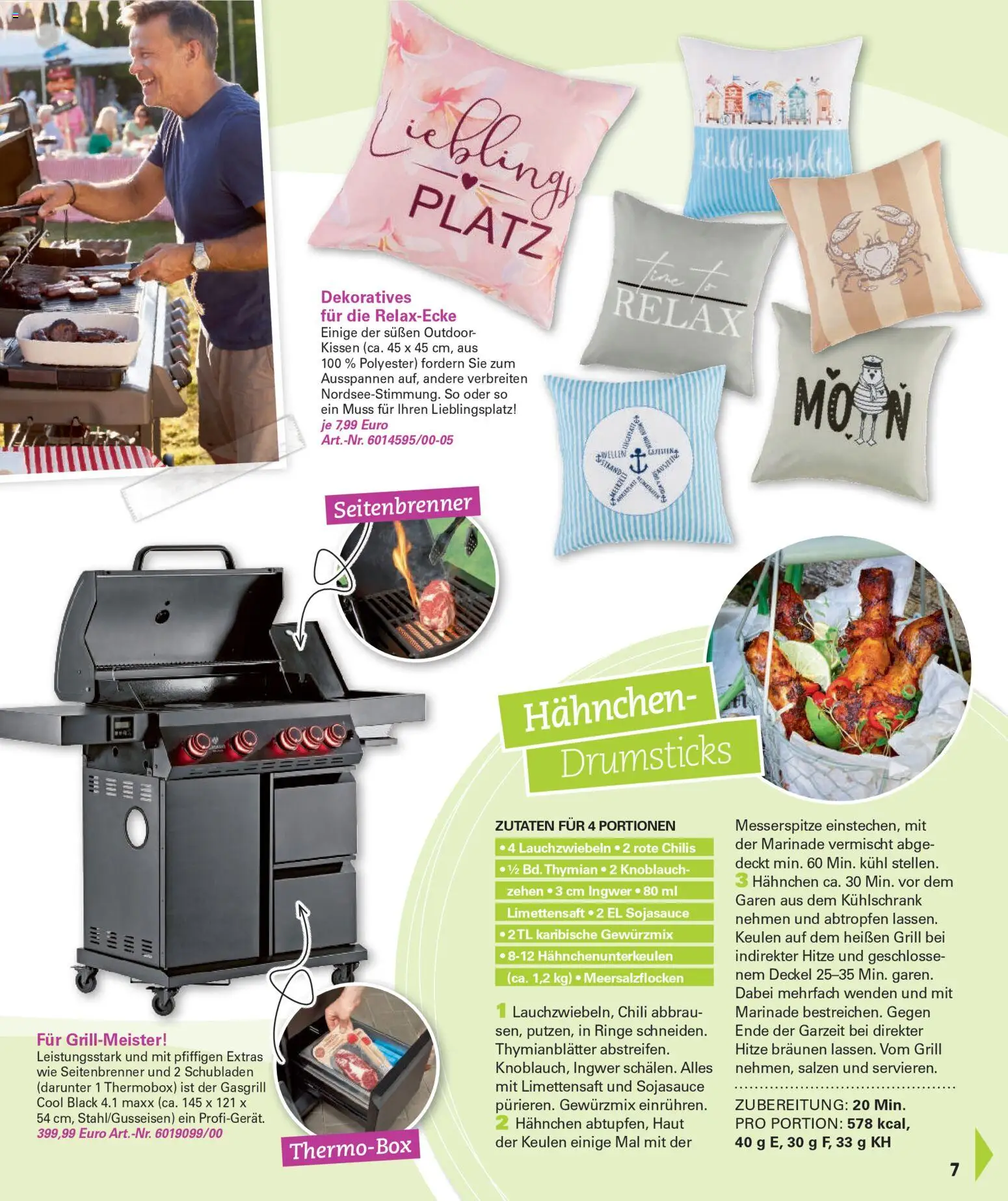 Poco Prospekt Wohnwelt Frühling 2026 – gültig ab 16.02.2026 | Seite: 7 | Produkte: Grill, Kissen, Kühlschrank, Chili