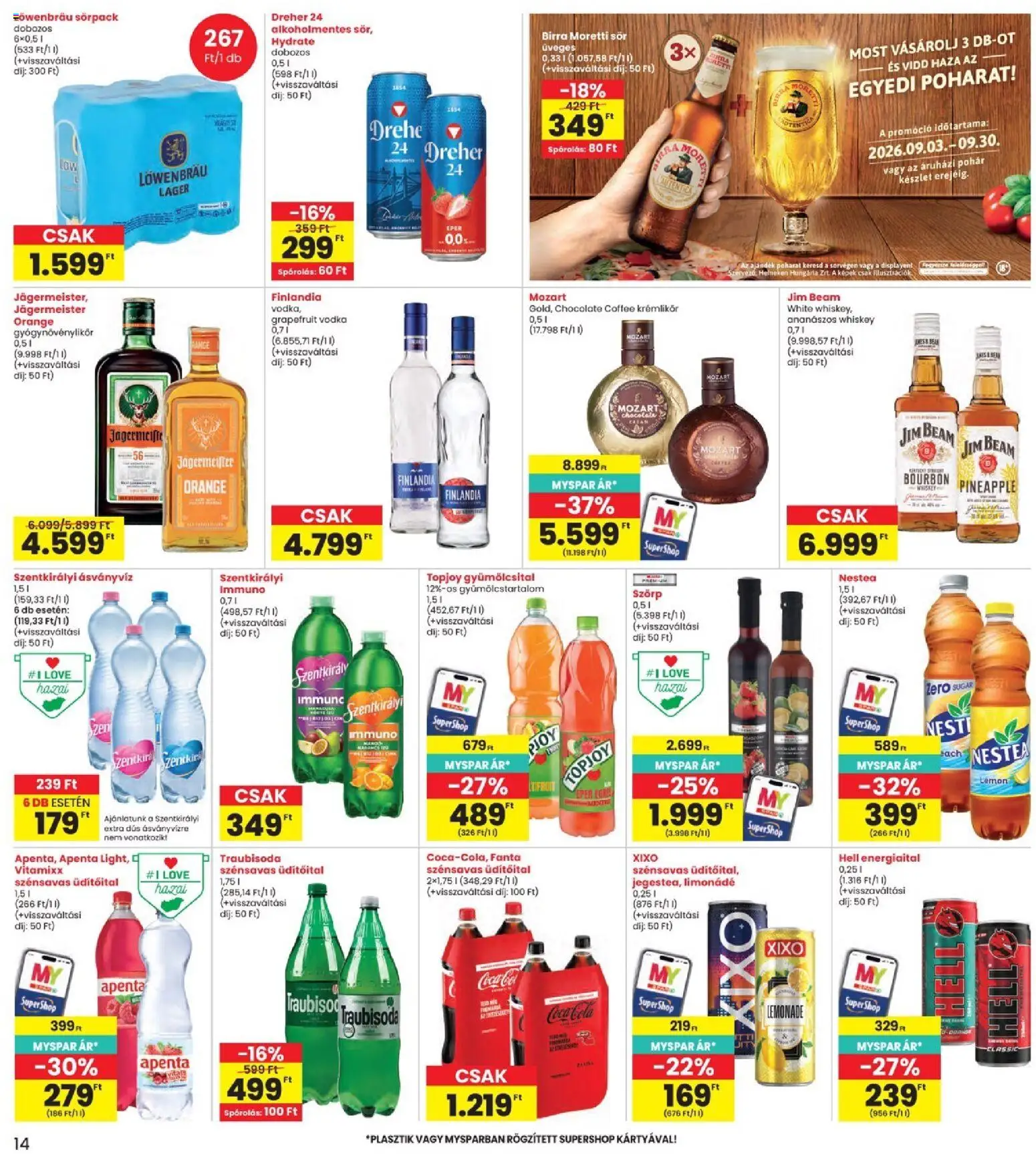 Interspar akciós ujság - amely érvényes a következő dátumtól: 2026.09.03. | Oldal: 14 | Termékek: Löwenbräu, Gyümölcsital, Bourbon, Ásványvíz