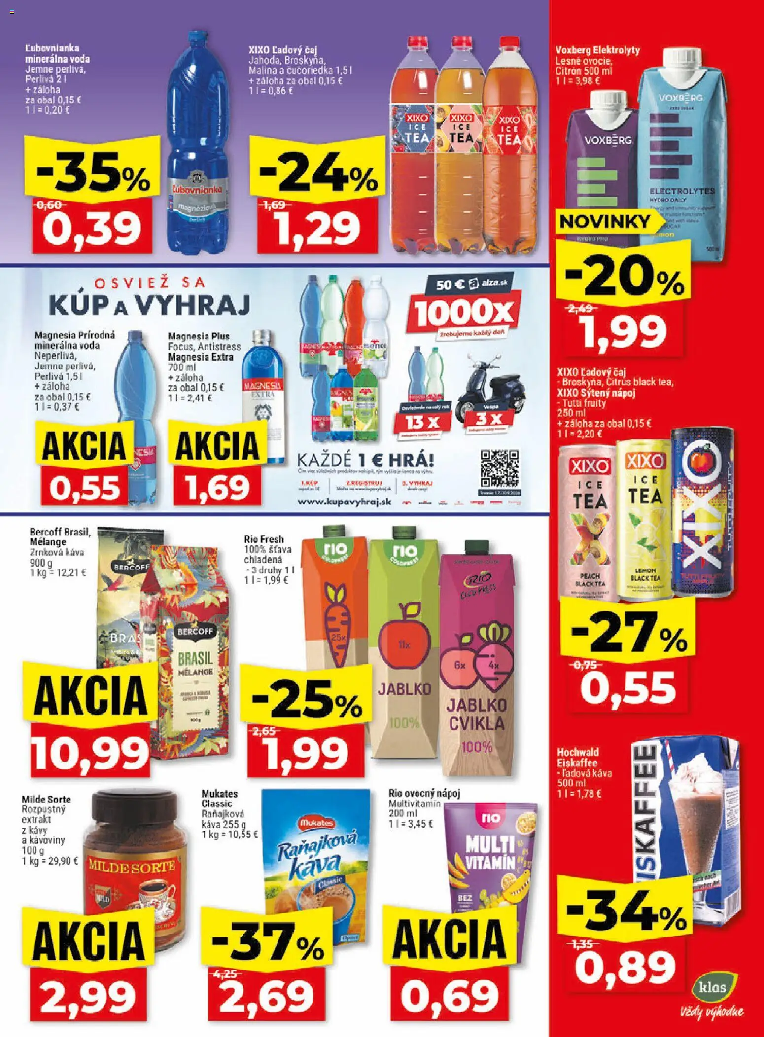 Nové Klas akcie – leták je platný od 20.07.2026 | Strana: 24 | Produkty: Čaj, Magnesia, Minerálna voda, Ľadový čaj