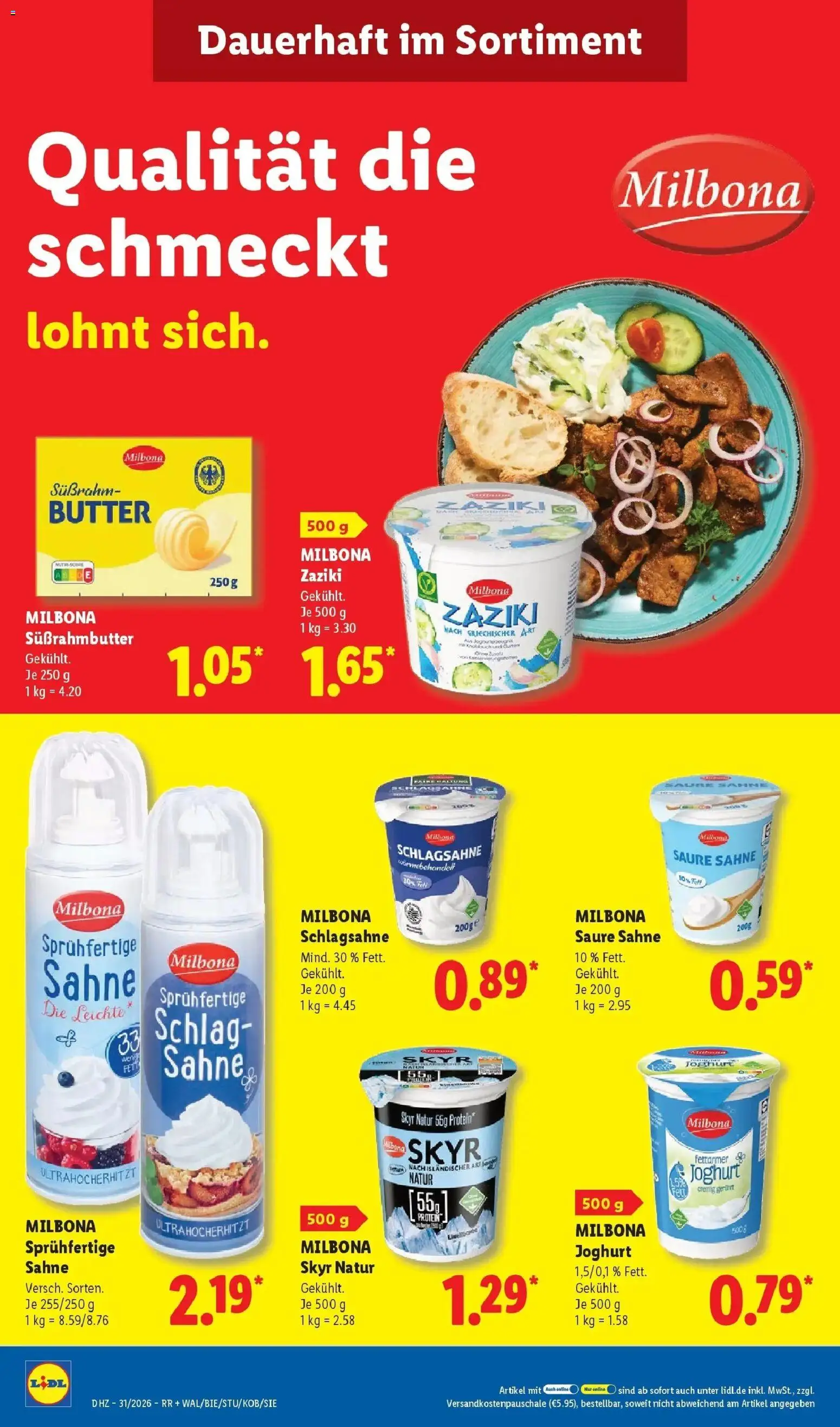 Lidl Prospekt Weikersheim – gültig ab 27.07.2026 | Seite: 24 | Produkte: Schlagsahne, Butter, Joghurt, Sahne