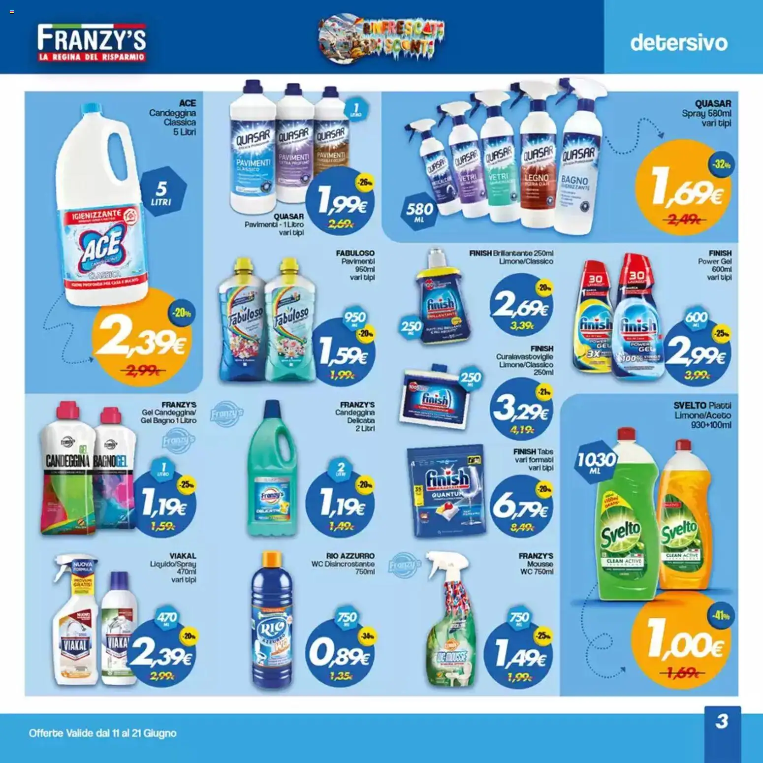 Volantino Franzy's del 11.06.2026 | Pagina: 3 | Prodotti: Candeggina, WC, Bagno