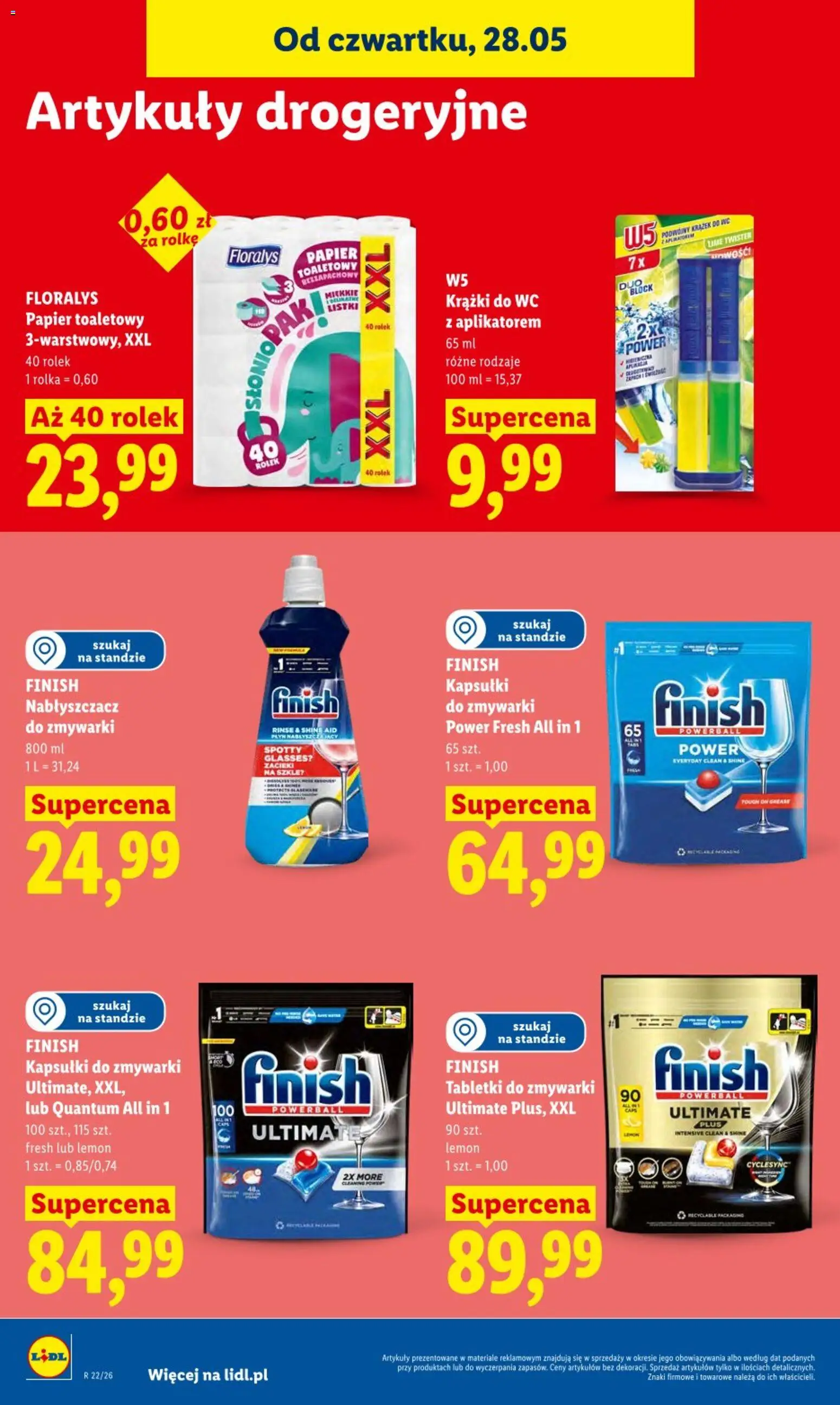 Lidl gazetka od 28.05.2026 | Strona: 82 | Produkty: Papier toaletowy, Kapsułki finish, Finish, Kapsułki do zmywarki