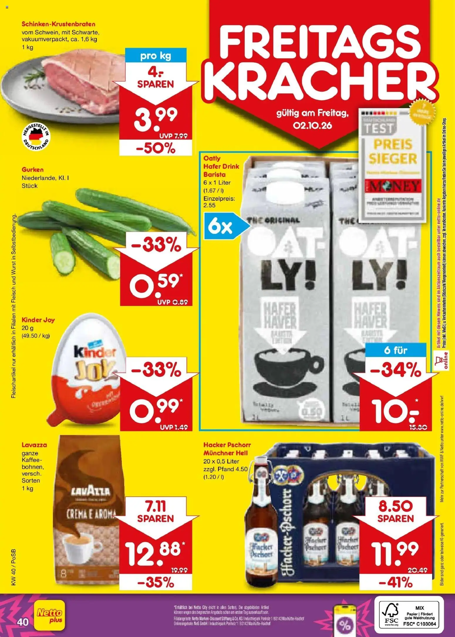 Netto Marken-Discount Prospekt Regensburg – gültig ab 28.09.2026 | Seite: 62 | Produkte: Bilder, Oatly, Wurst, Gurken