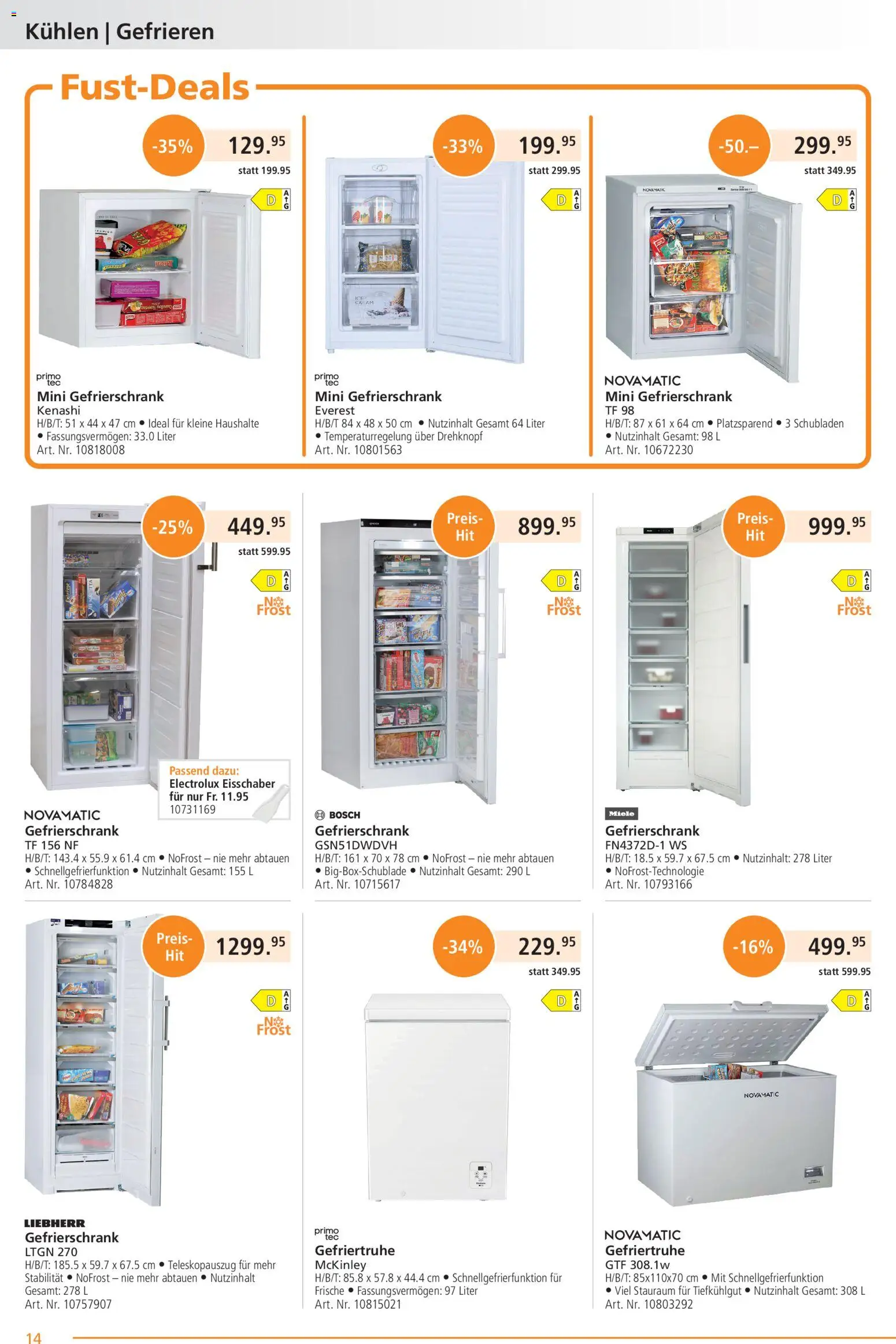 Fust aktionen – gültig ab 26.10.2026 | Seite: 14 | Produkte: Gefriertruhe, Gefrierschrank, Bosch, Liebherr