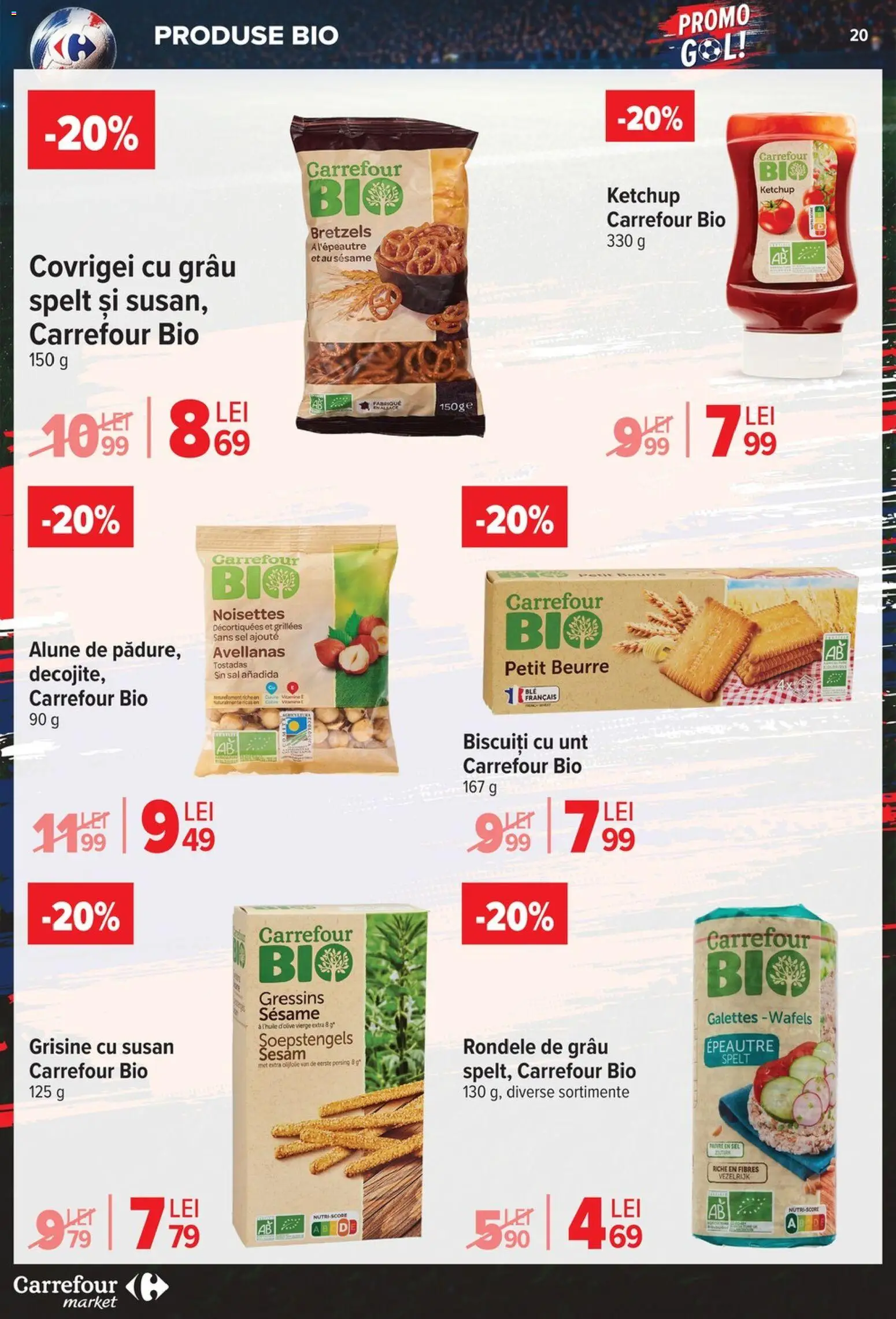 Noul catalog Carrefour – valabil de la 10.06.2026 | Pagină: 20 | Produse: Șal, Unt, Ketchup, Biscuiți