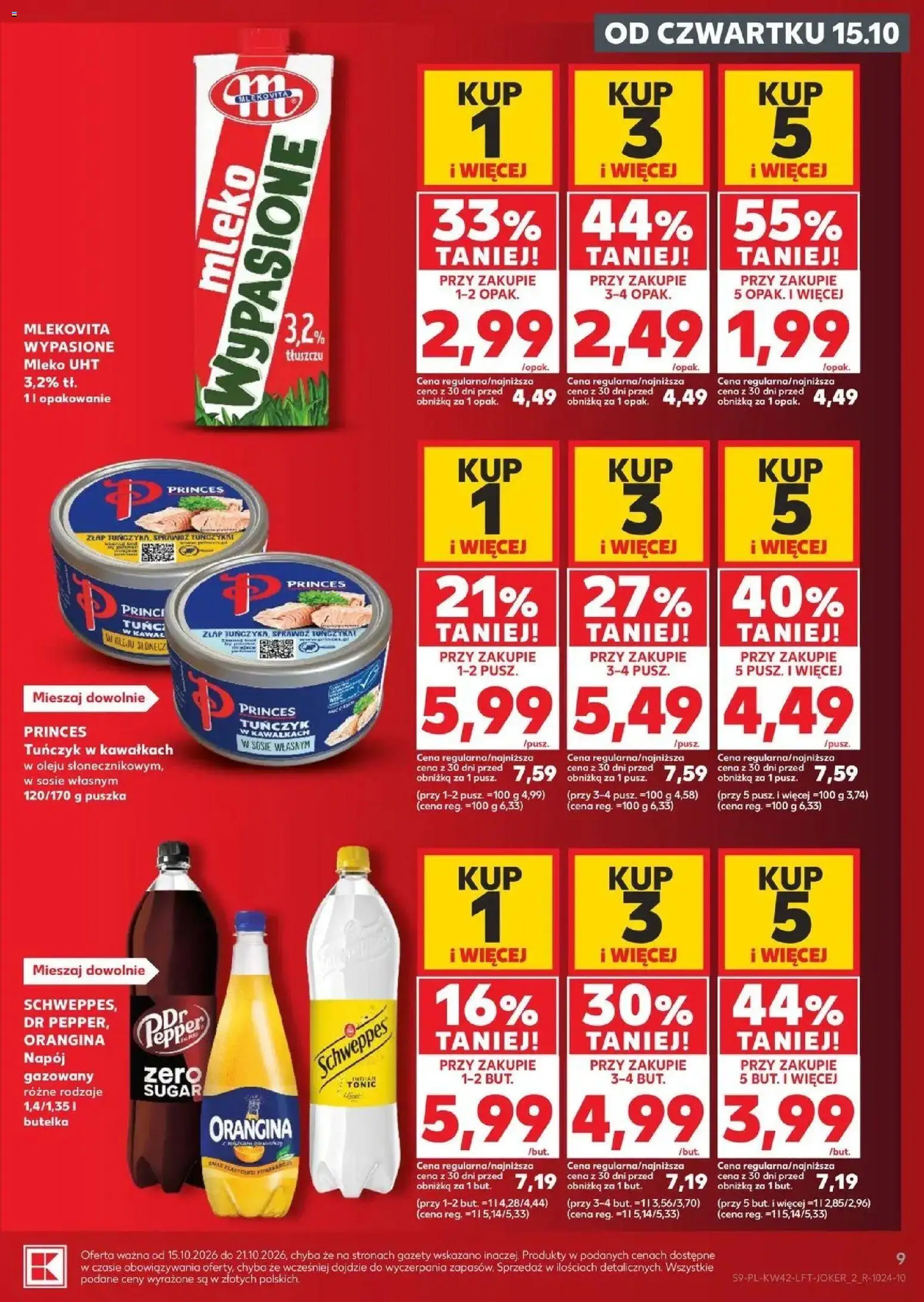Kaufland aktualna gazetka od 15.10.2026 - od jutra PDF | Strona: 9 | Produkty: Gazety, Tuńczyk, Mleko, Mleko UHT